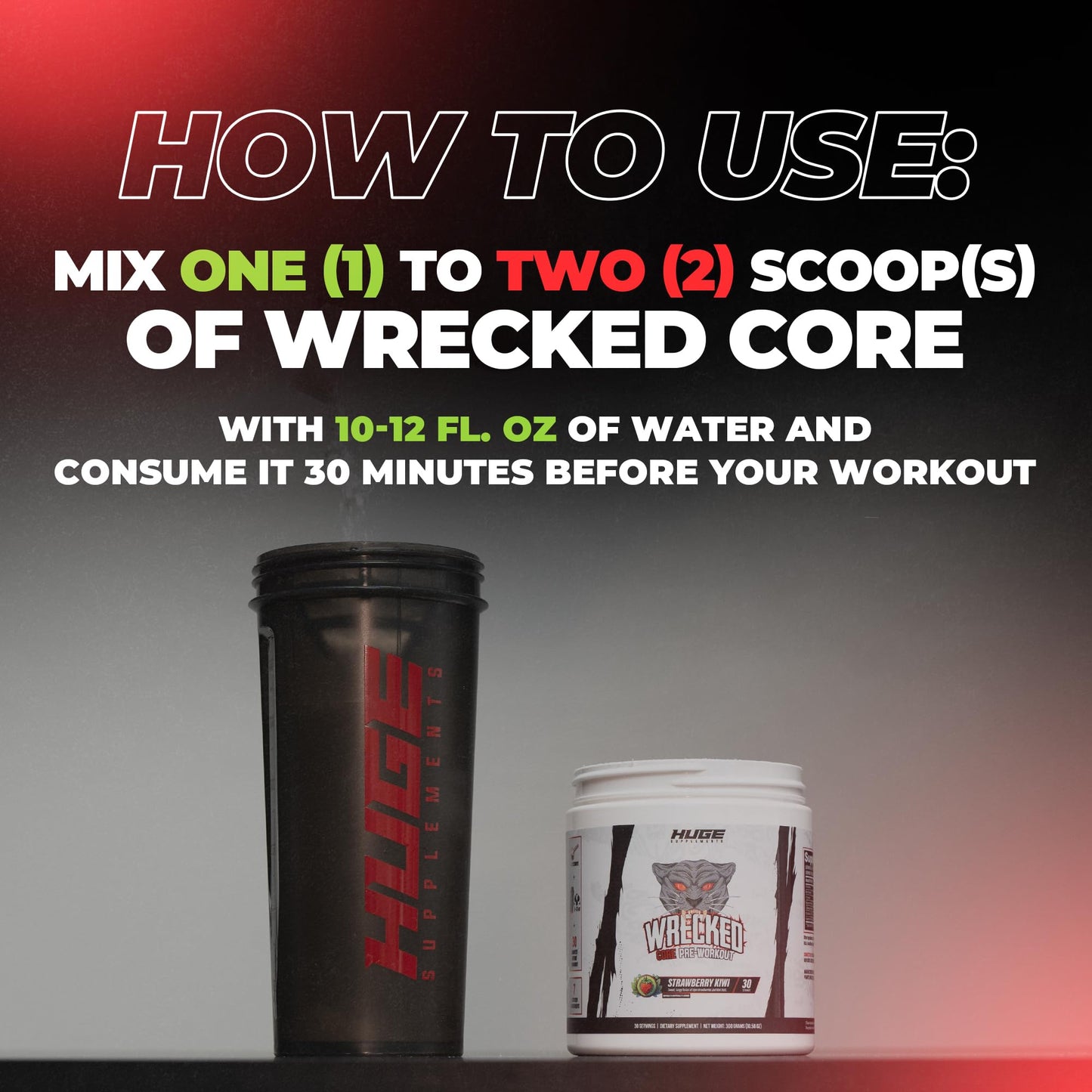 Huge Supplements Wrecked Core All-in-One Pre-Workout Powder, 30 Servings