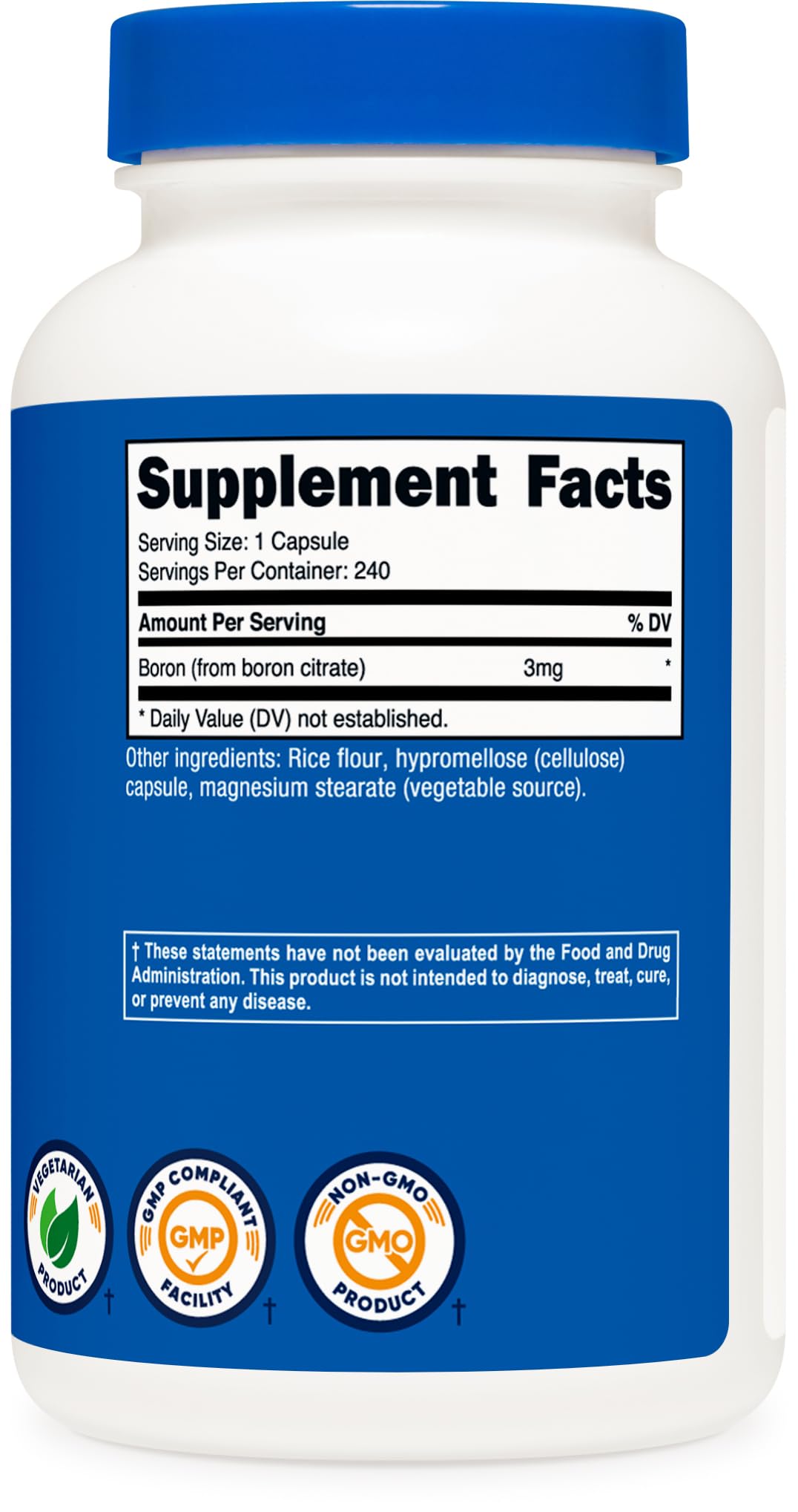 Nutricost Boron 3mg Supplement, Capsules, 240 Count