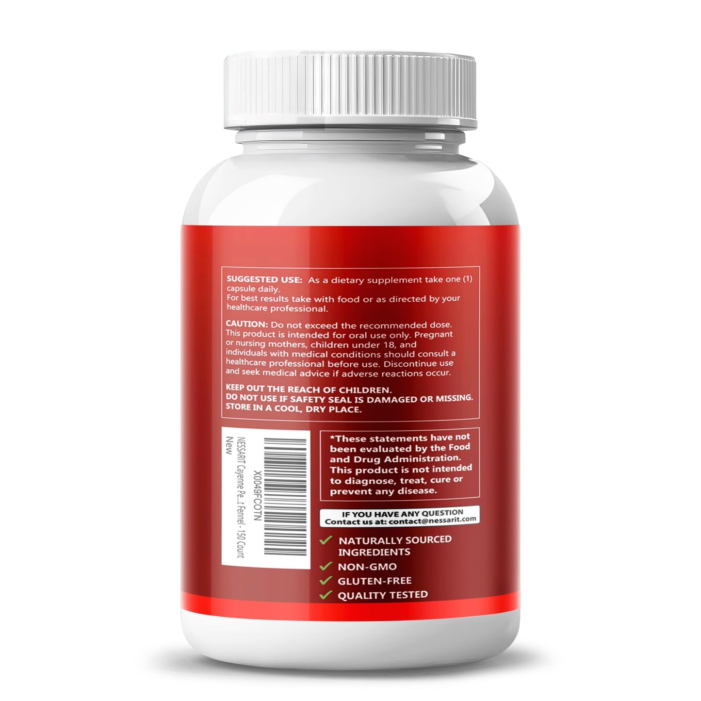 NESSARIT Cayenne Pepper Capsules with Cinnamon, Turmeric, Ginger, Apple Cider Vinegar, Garlic & Black Pepper, Digestive Wellness Support, 150 Capsules