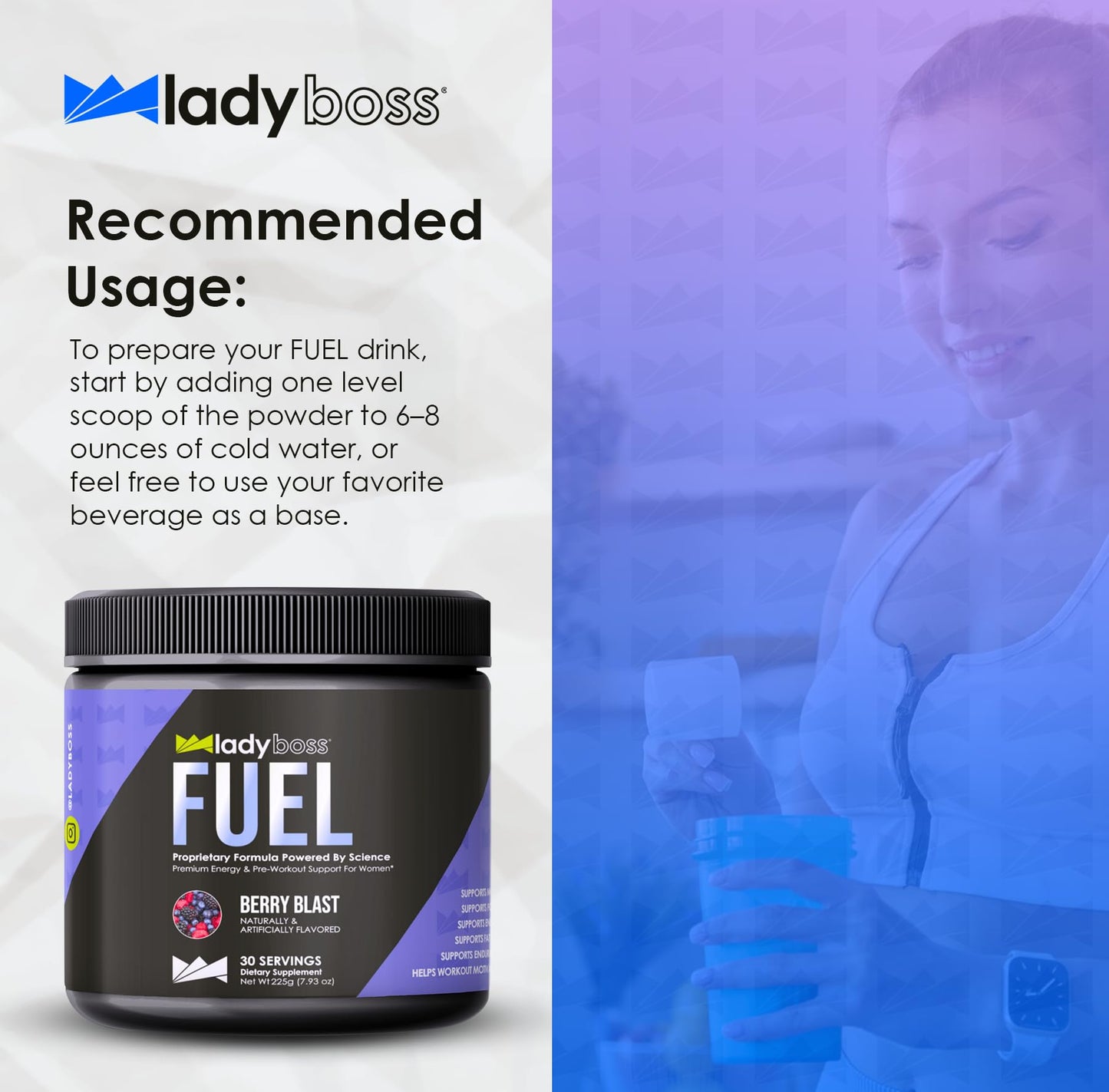 LadyBoss FUEL Berry Blast Powder 7.9366