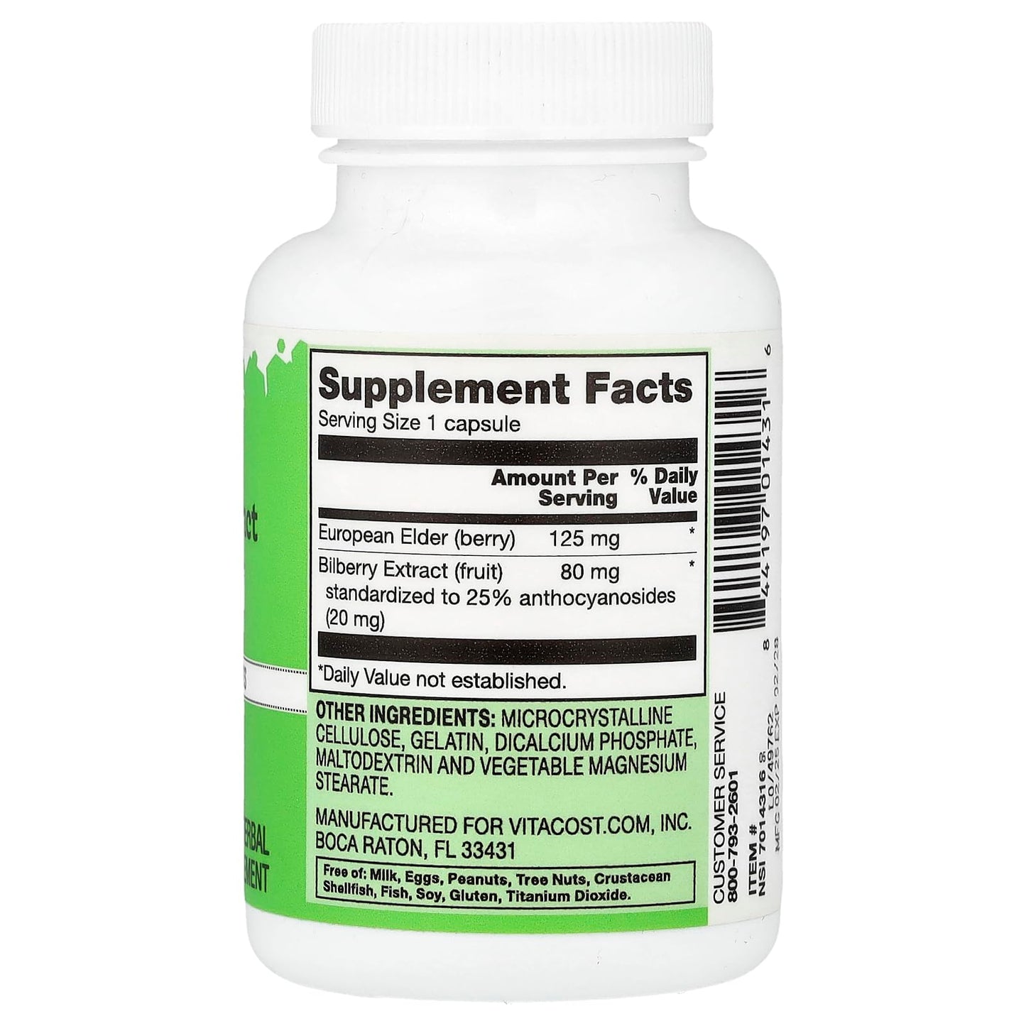 Vitacost Bilberry Extract Including Elderberry Capsule 1