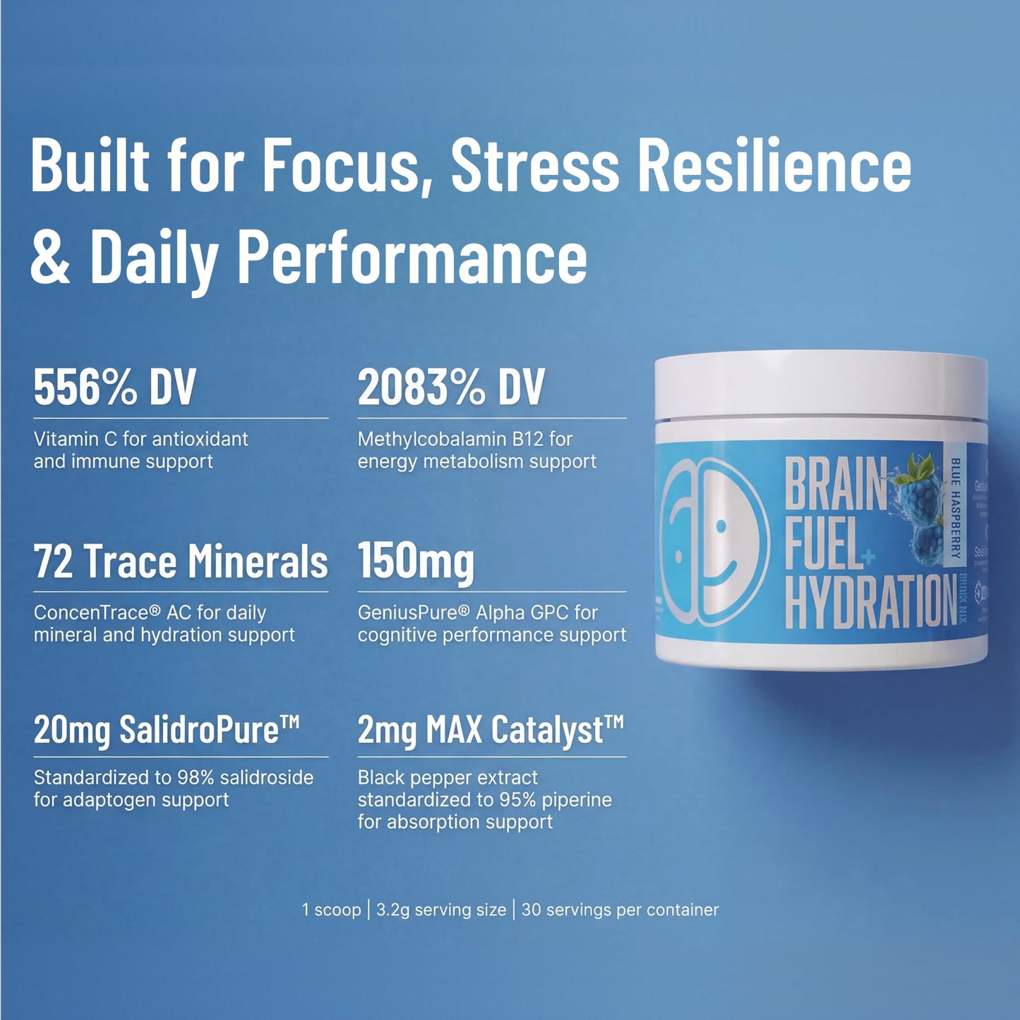 Lithios Brain Fuel+ Nootropics Powder 3.4 oz