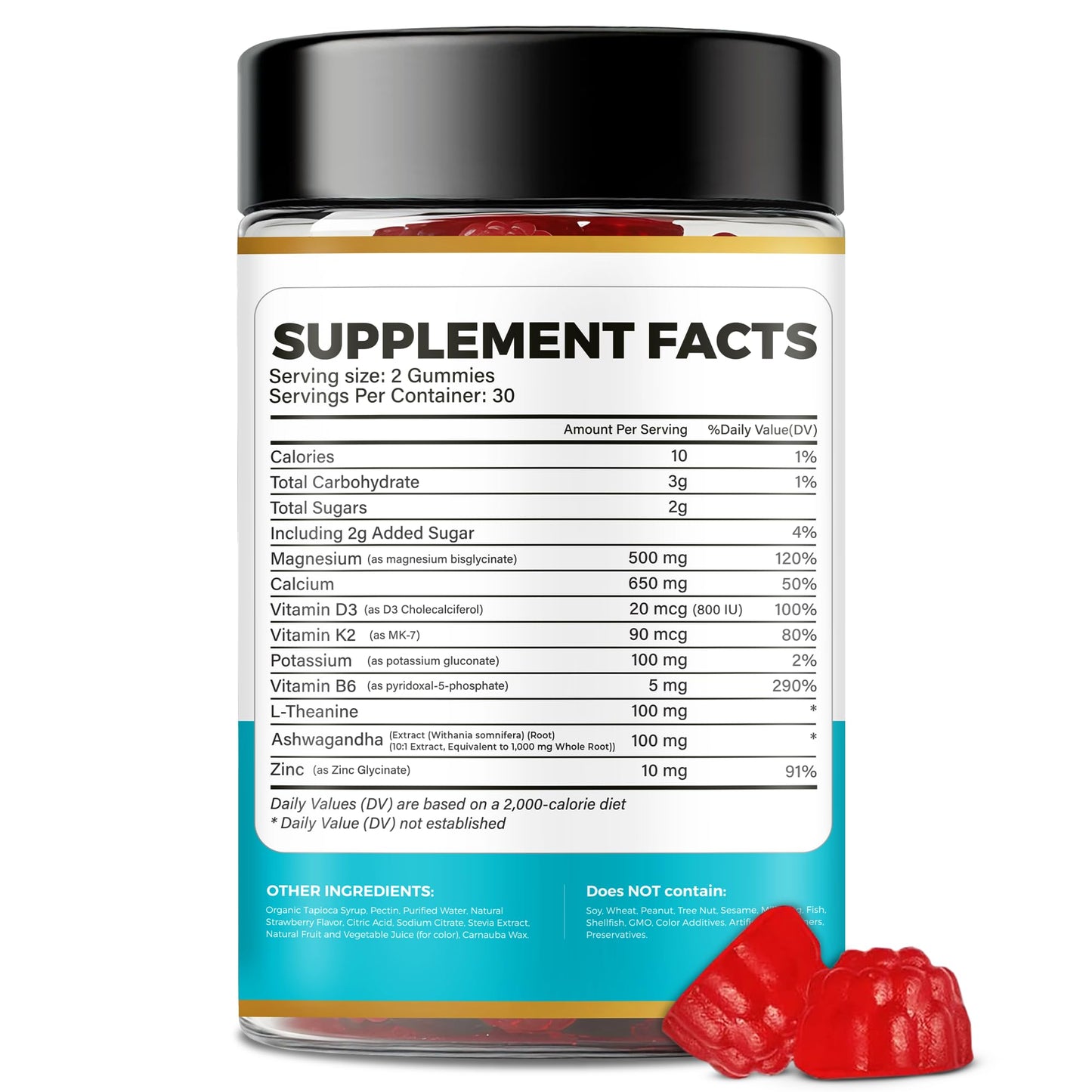 WELVIUM Magnesium Glycinate Gummies with Ashwagandha, L-Theanine, 500mg Magnesium Glycinate, 60 Gummies