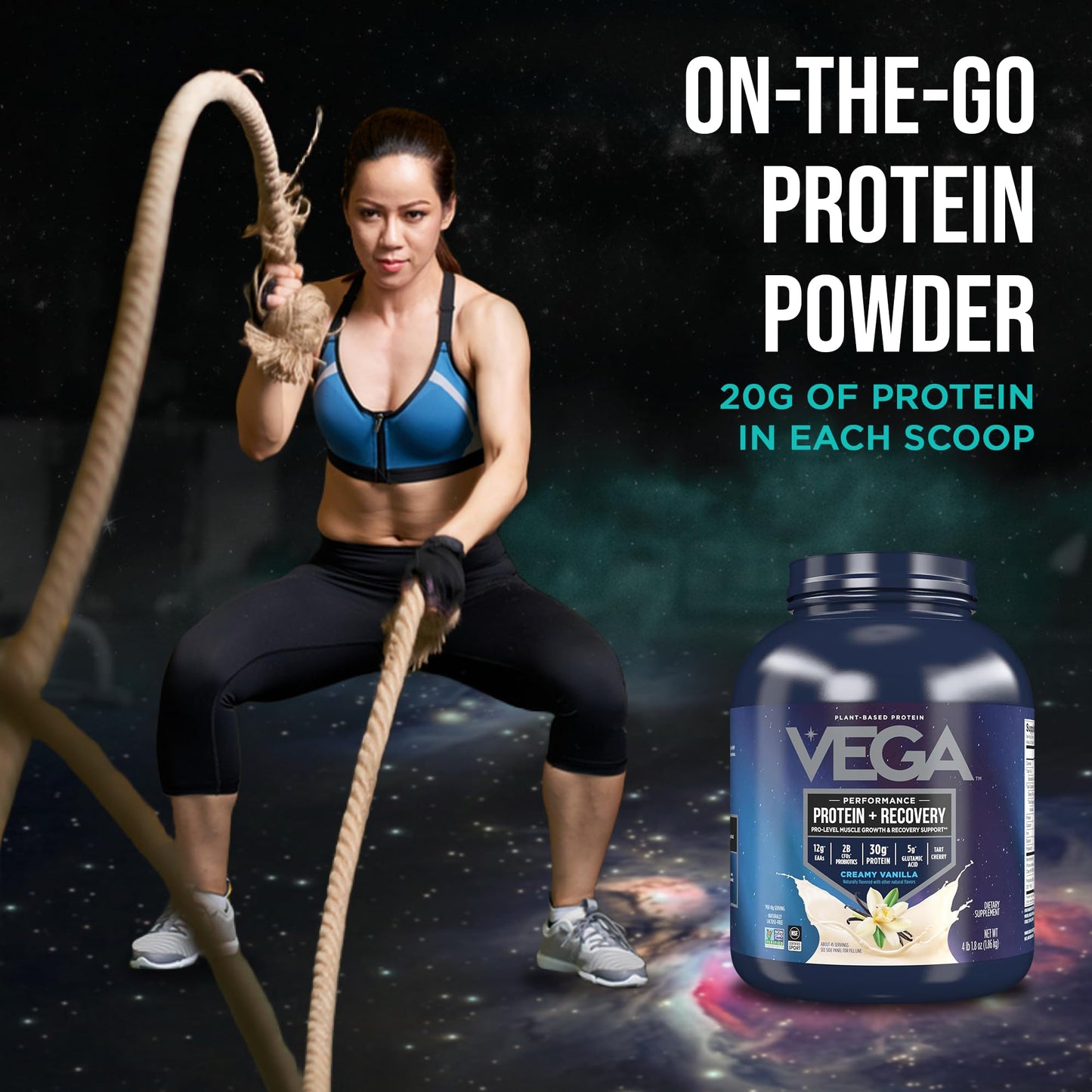 Vega Protein + Recovery Vanilla Protein Powder, 64 Servings