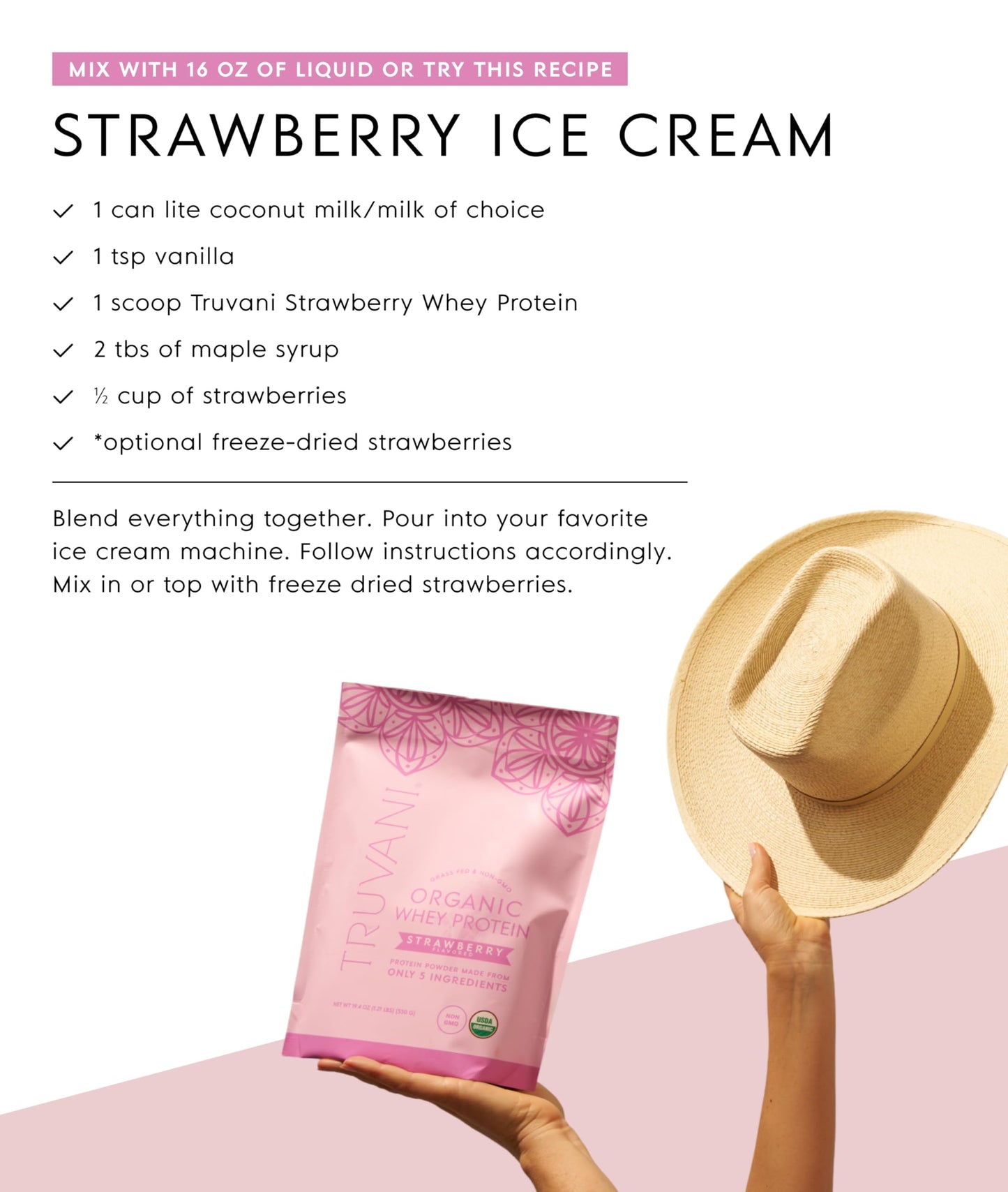 Truvani Organic Whey Protein Powder Strawberry, 0.97 Ounce