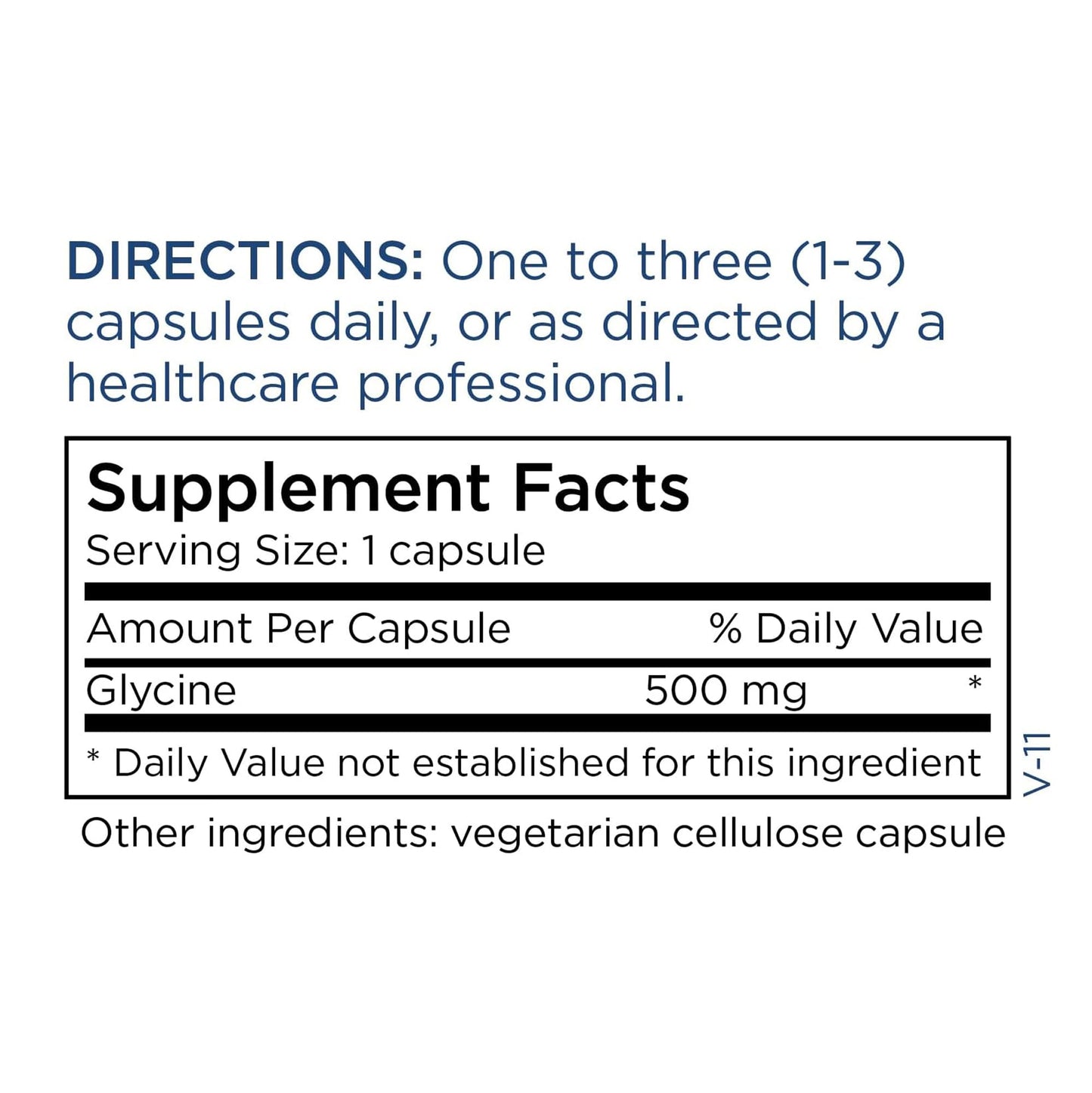 Metabolic Maintenance Glycine 500 mg Capsule, 250 Count