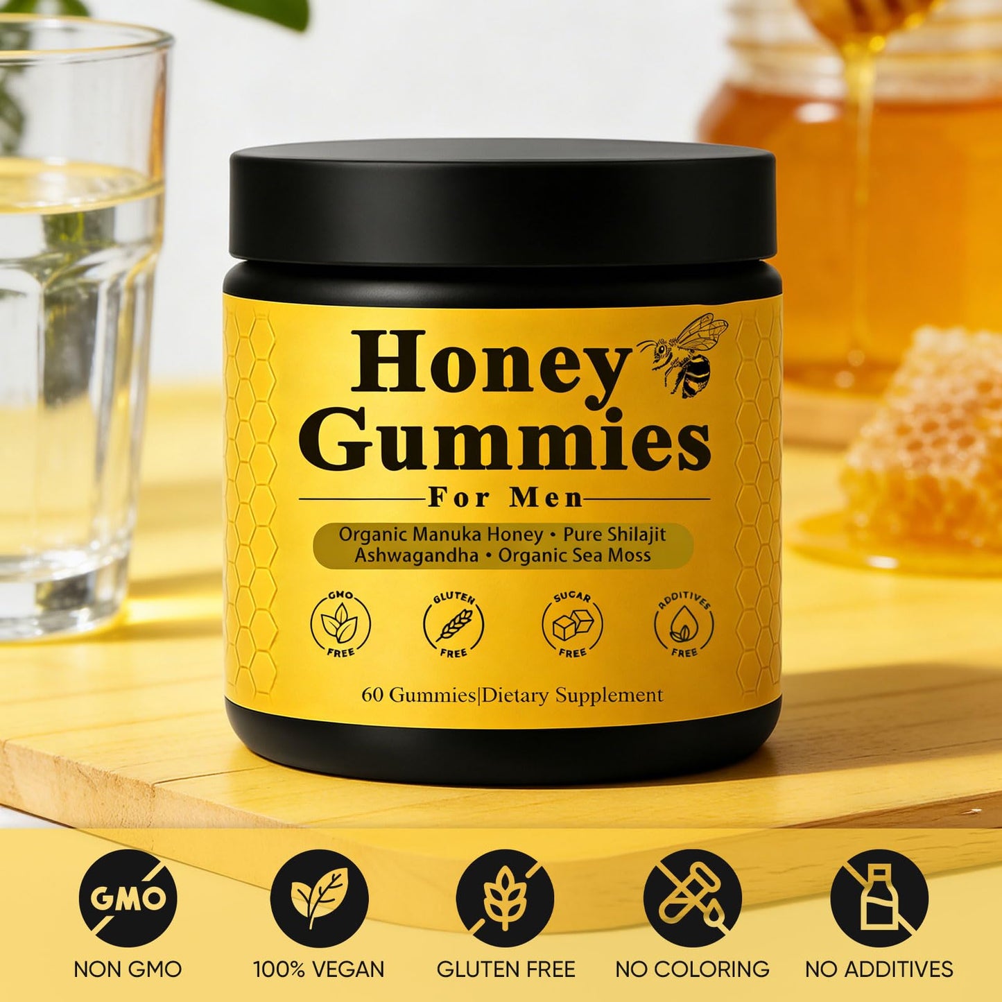 Dotkara Honey Gummies for Men Vitality Booster Manuka Honey Gummies with Shilajit, Ashwagandha, Sea Moss Capsule 1 Count