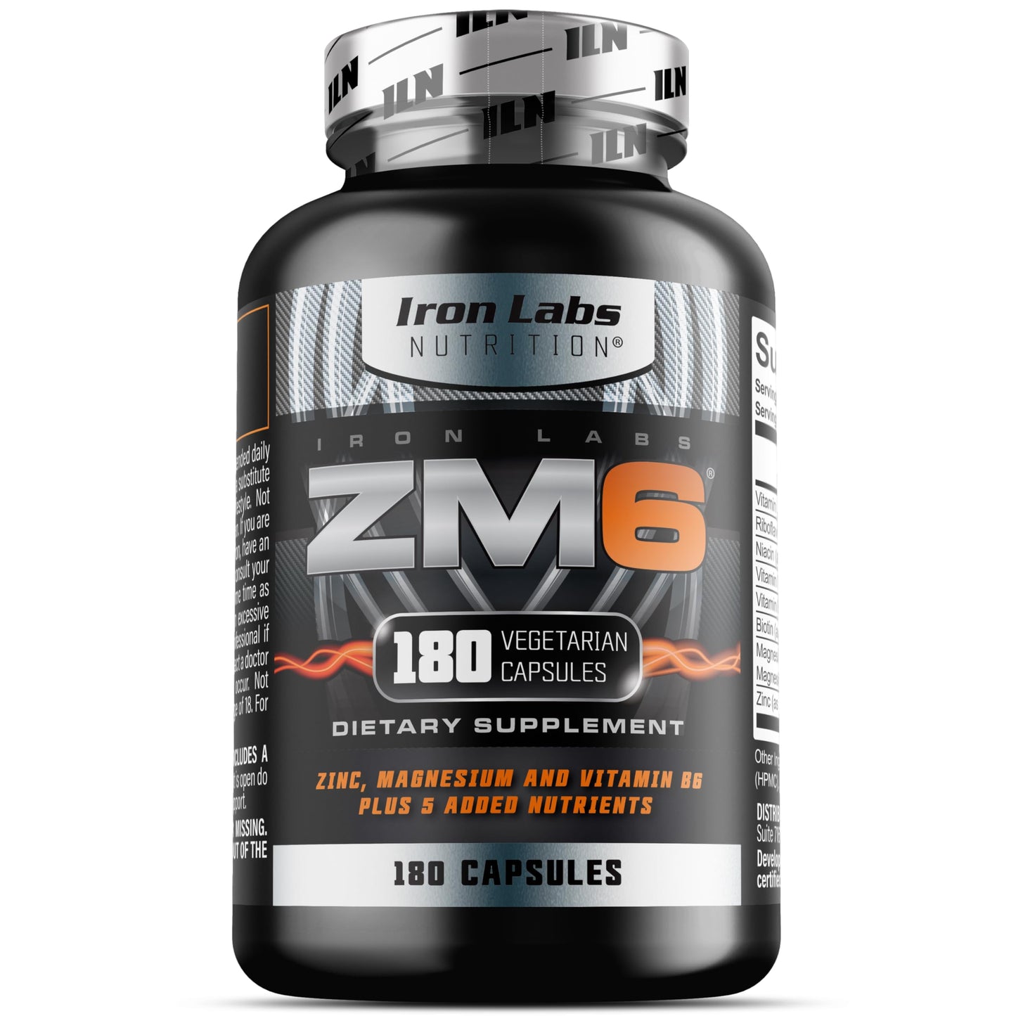 Iron Labs Nutrition ZM6 High Strength Zinc and Magnesium Supplement Capsules, 180 Count