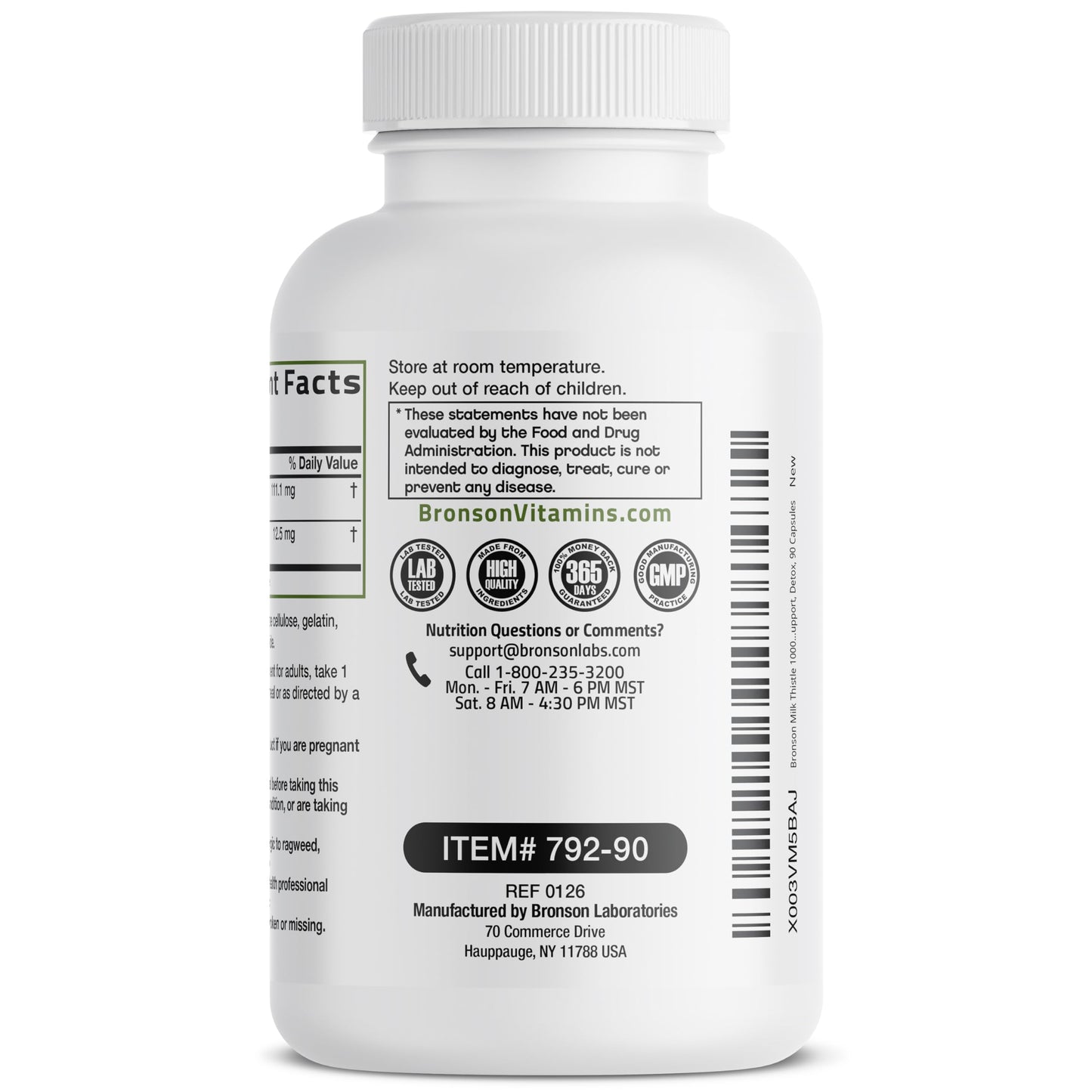 Bronson Milk Thistle Silymarin Marianum & Dandelion Extract Capsules, 90 Count