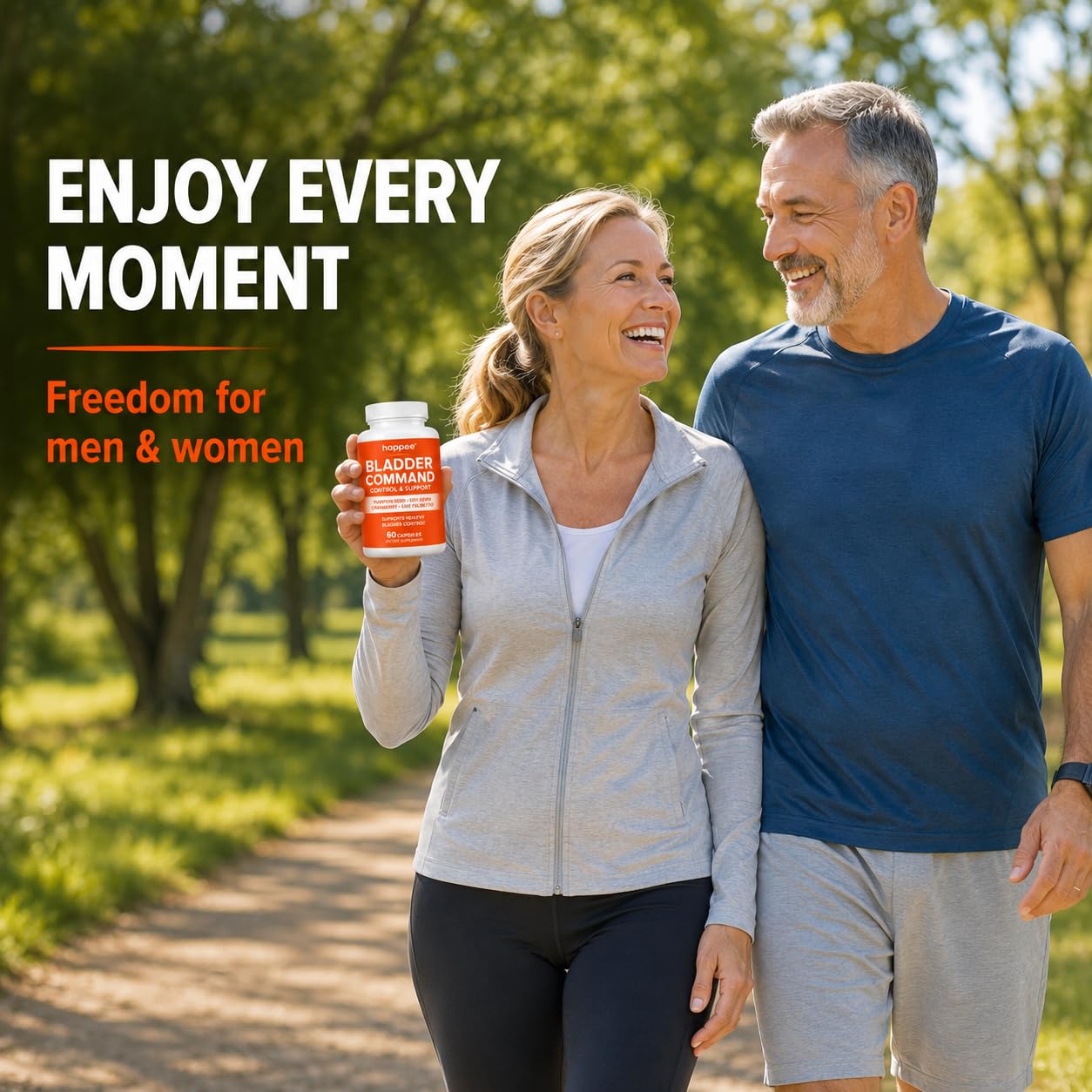 Happee Bladder Control Supplement for Women & Men 1,220mg Urinary Support, 60 Capsules