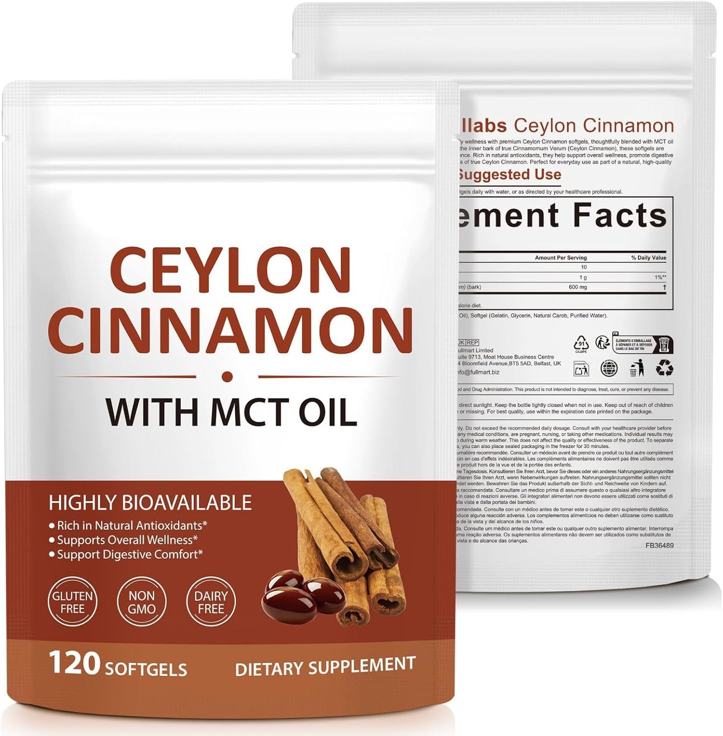 laraspi Ceylon Cinnamon SoftGels with MCT Oil 240 Capsules