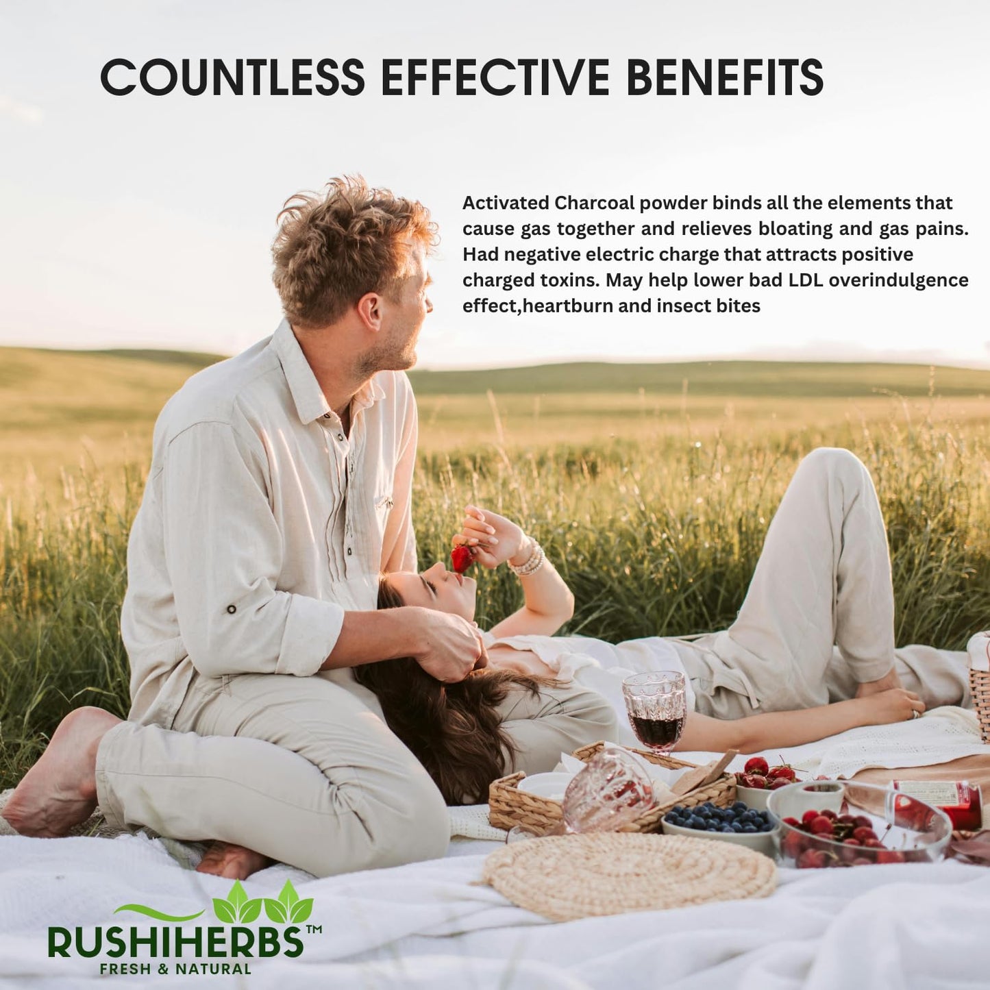RUSHIHERBS Activated Charcoal 500 mg Capsule, 1 Count