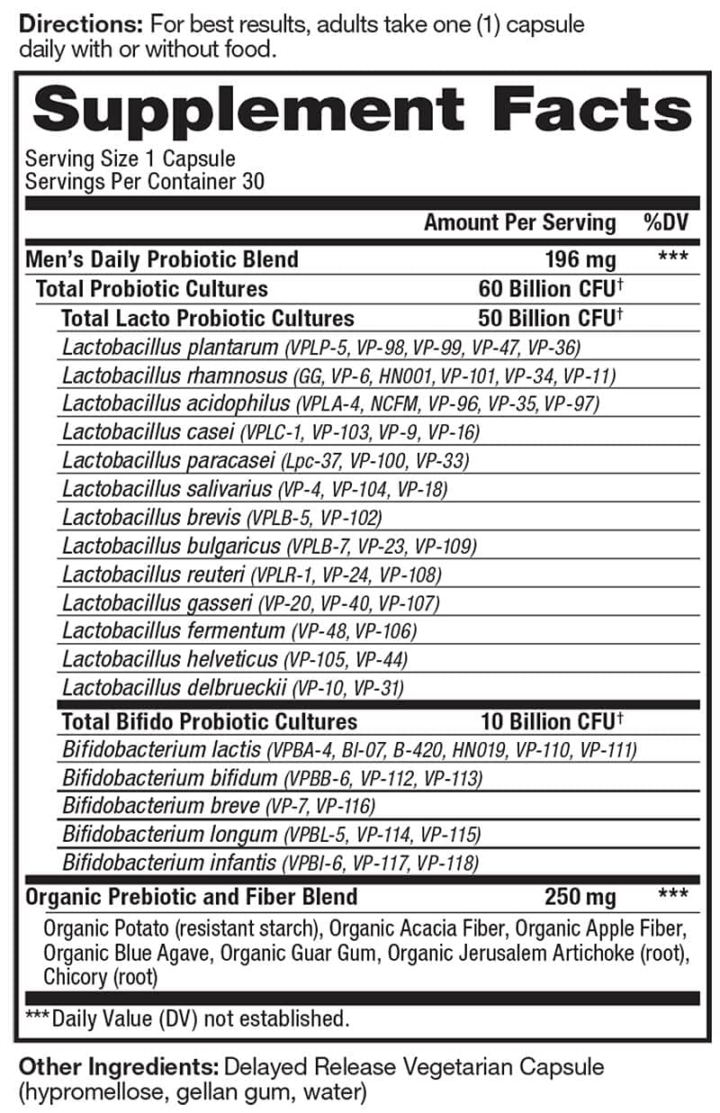 Vital Planet Men's Daily Probiotic Plus Prebiotics Capsule, 30 Capsules