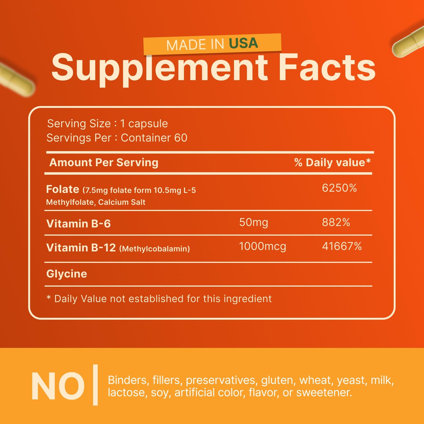 INVITA L-Methylfolate 15mg + Active Vitamin B Complex Capsules 60 Count