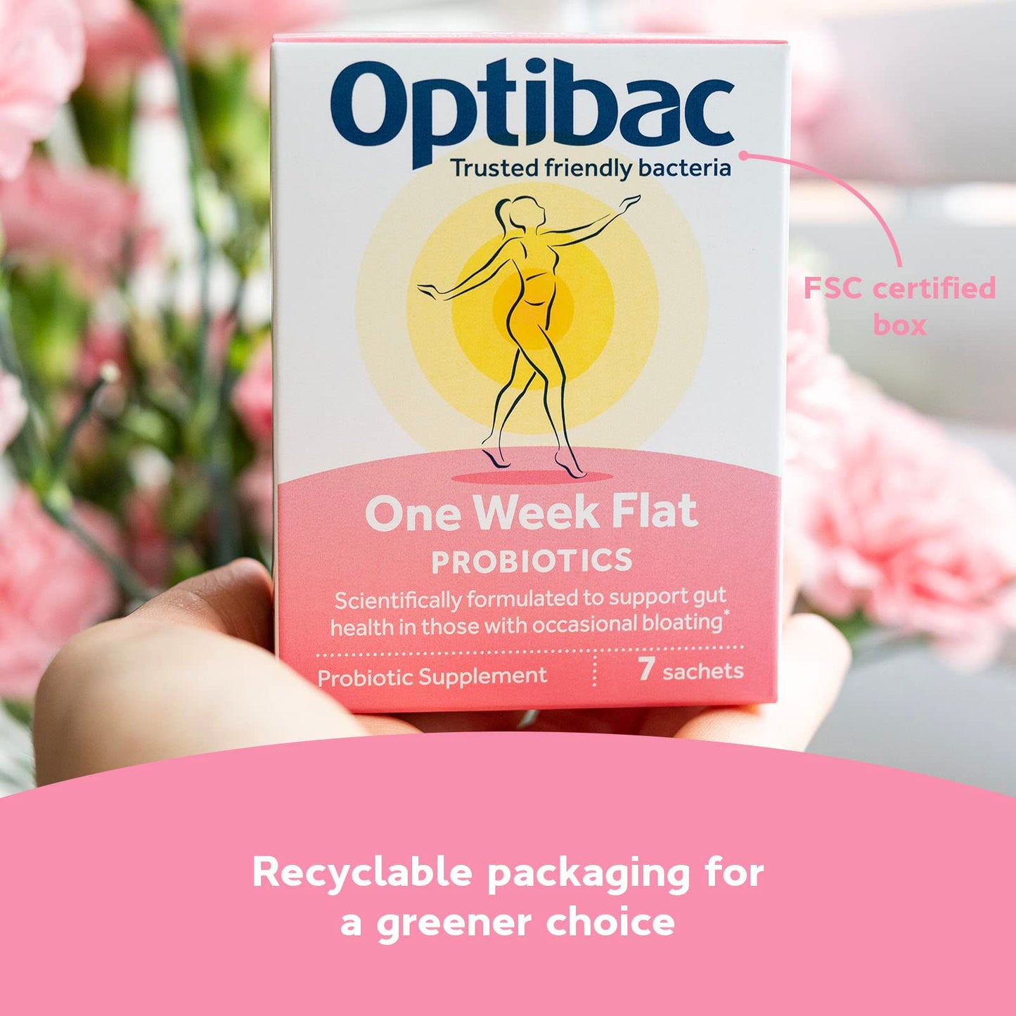 OptiBac Probiotics One Week Flat - Vegan Probiotic Supplement for Digestion, Gut Health & Occasional Bloating, 5 Billion CFU, 7 Capsules