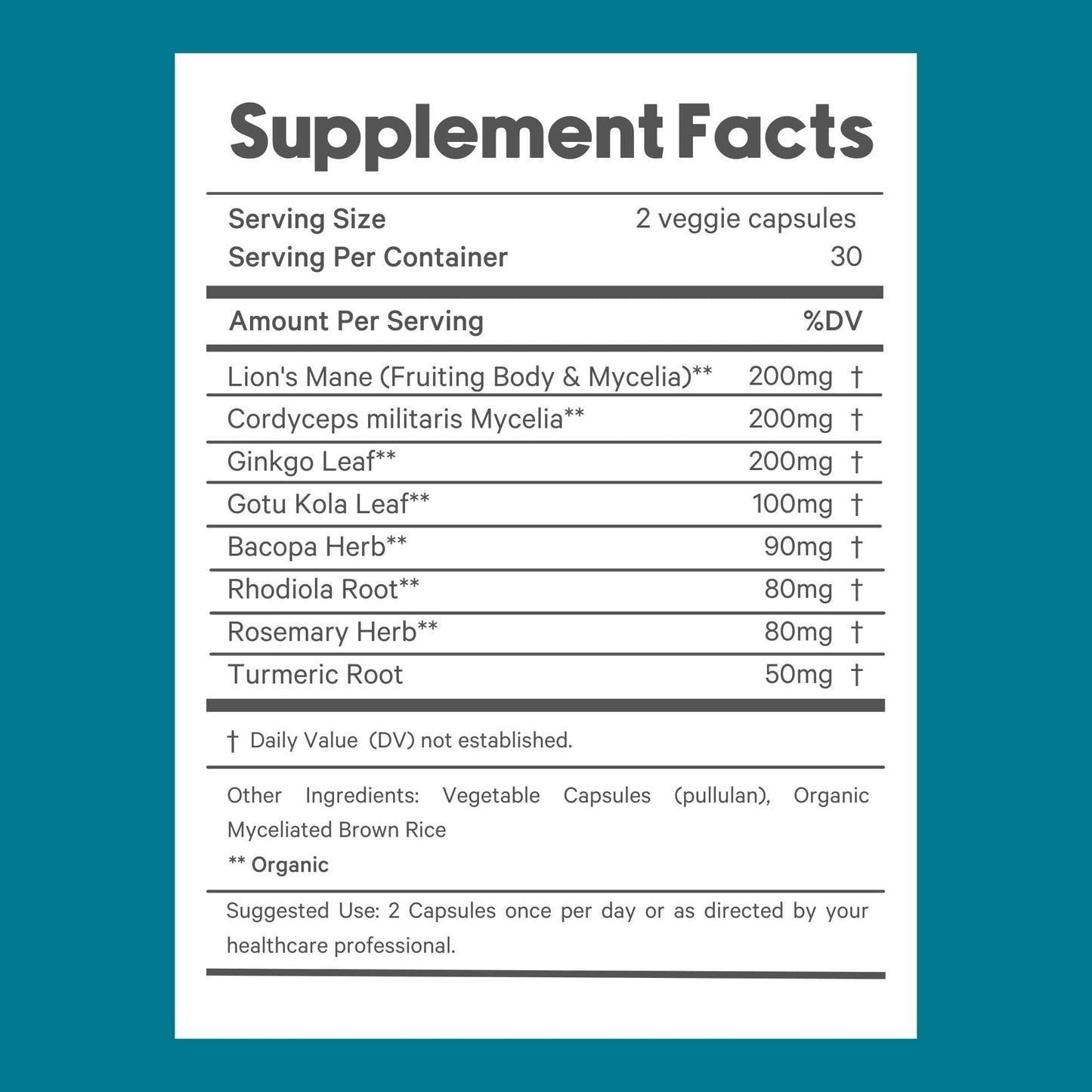 LyfeFuel Nootropic Mushroom Supplement for Clarity & Focus Capsule, 1 Count