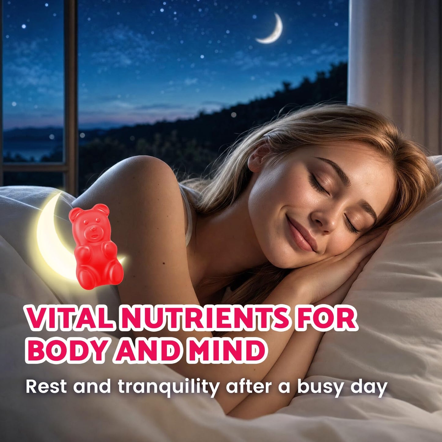 BVIVLOO 5-HTP Gummies + GABA - L-Theanine, Vitamin D3, Circadian Rhythm for Adults, 60 Gummies