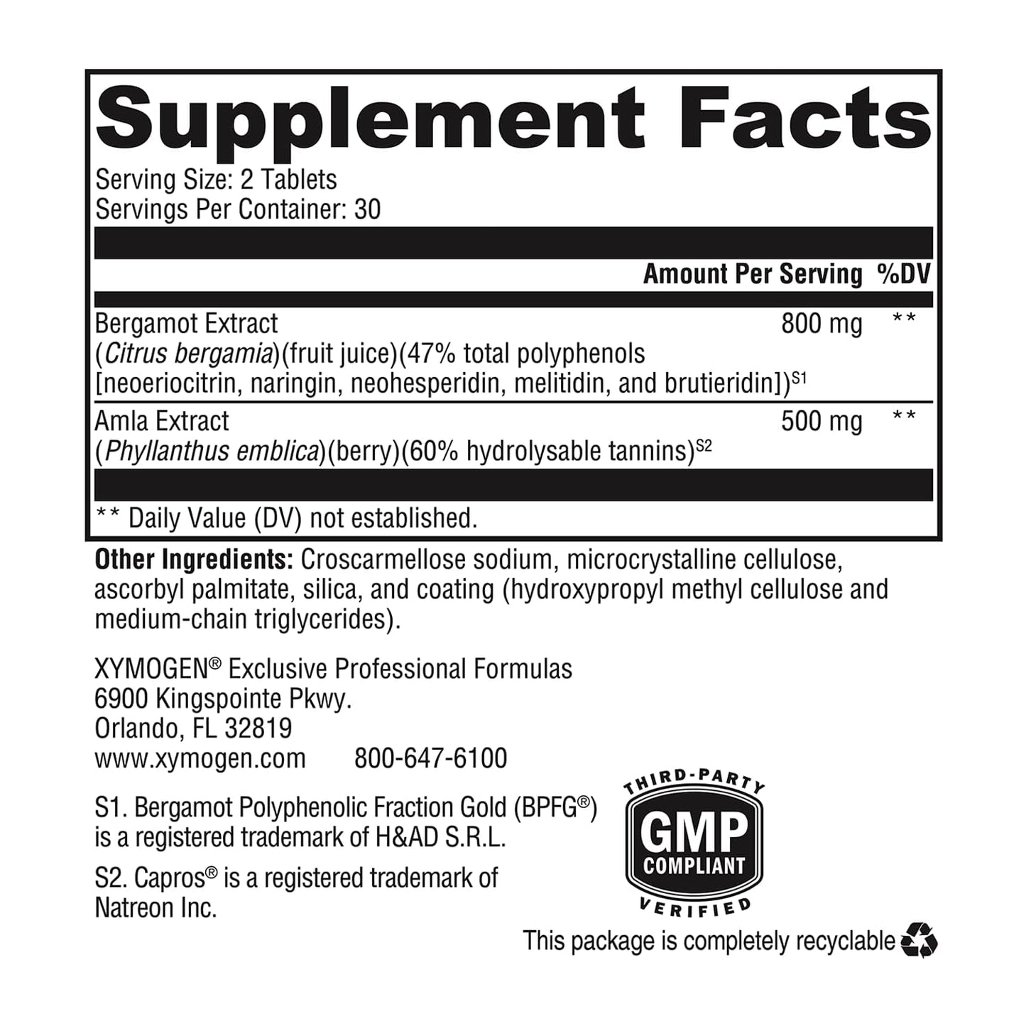 XYMOGEN BergaCor Plus - Heart & Cardiovascular Support - 8 mg Bergamot & 500 mg Amla Superfruit - Vegetarian, Gluten-Free & Non-GMO, 60 Tablets