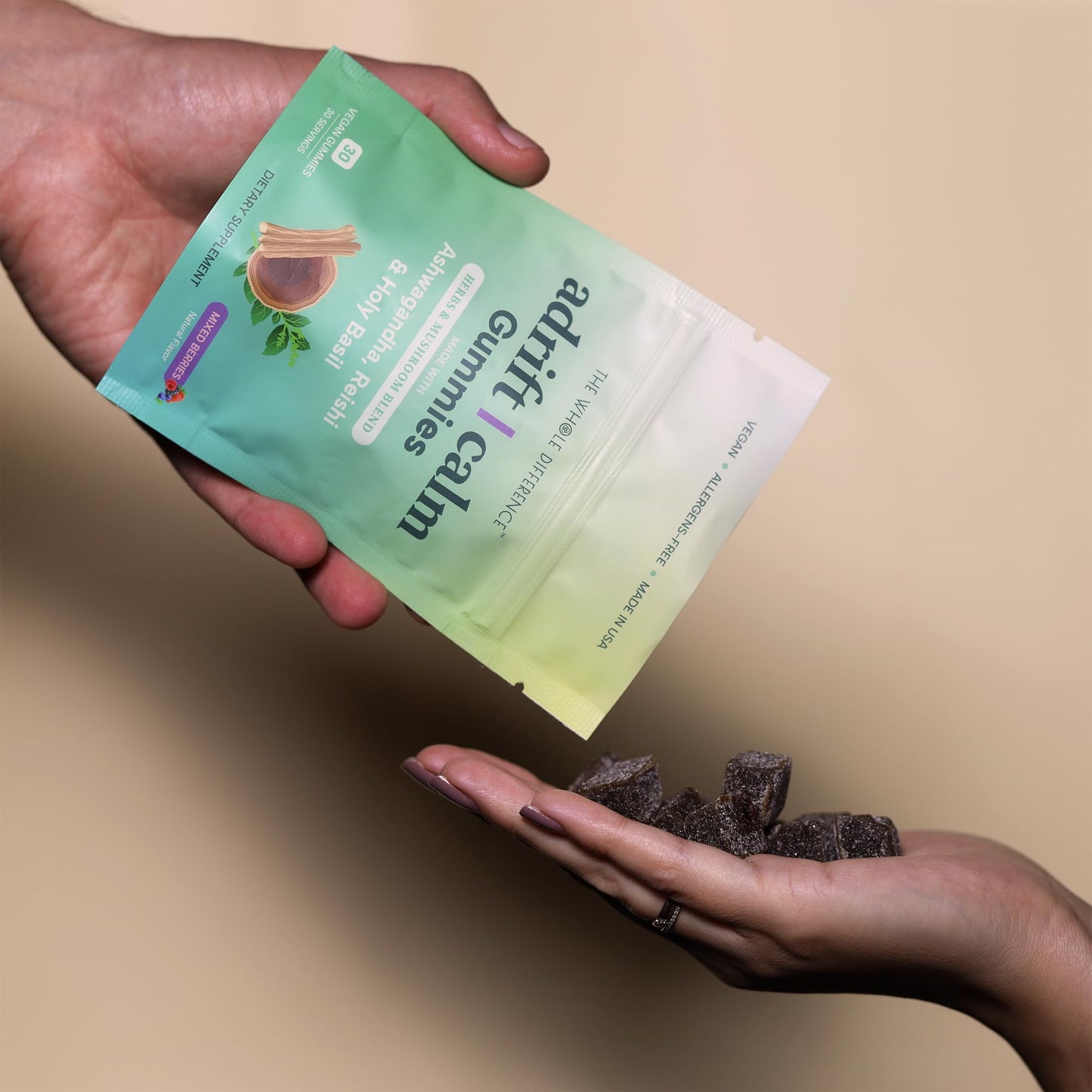 The Whole Difference Ashwagandha, Reishi Mushroom and Holy Basil Gummies 30 Count