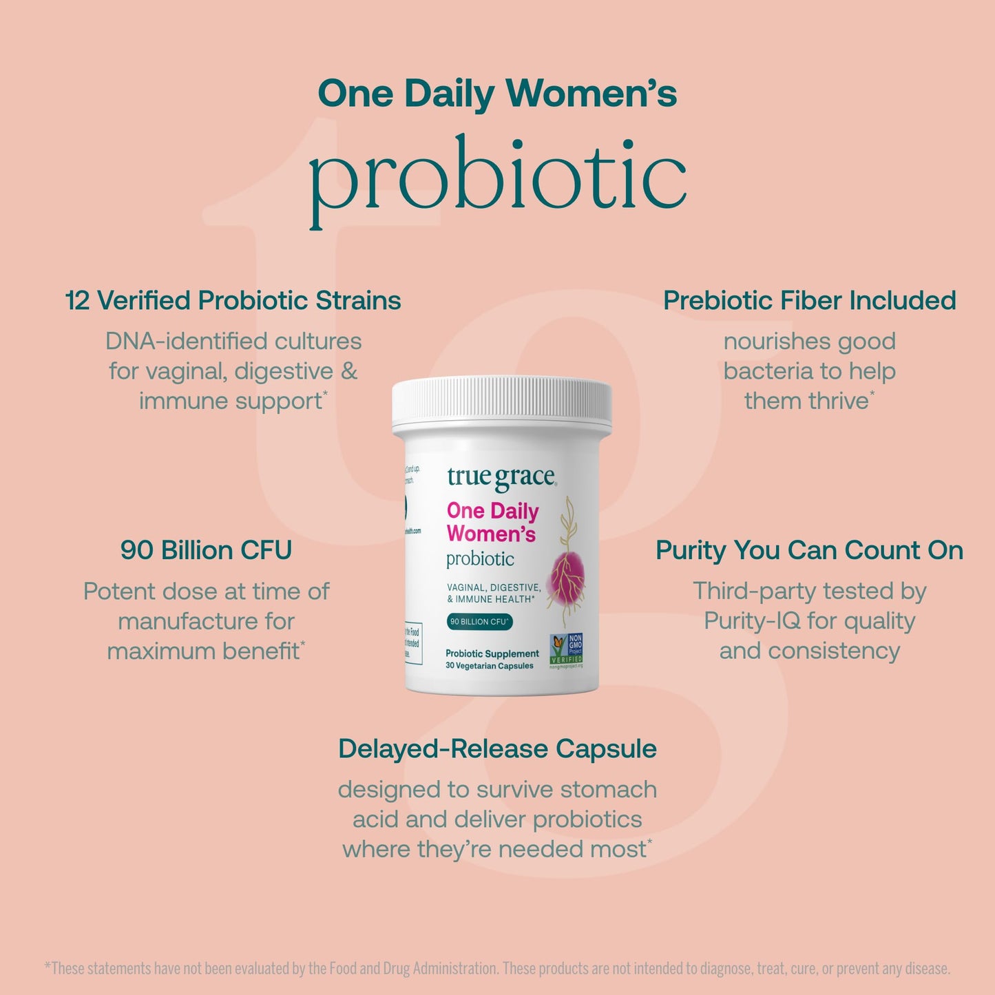 True Grace One Daily Women’s Multivitamin 40+ (30 Vegan Tablets), Omega-3 Fish Oil (60 Softgels) & One Daily Women’s Probiotic (30 Vegetarian Capsules) – 120-Count