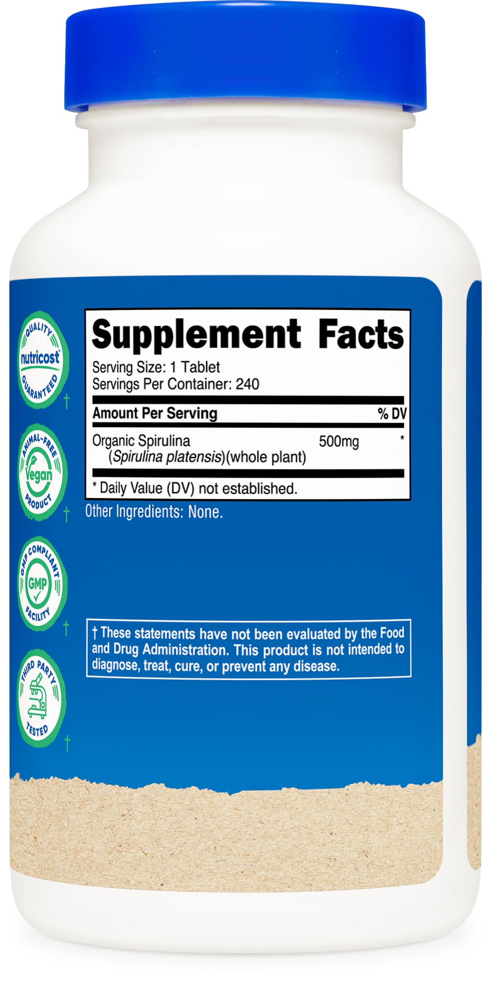 Nutricost Organic Spirulina 500mg, 240 Tablets