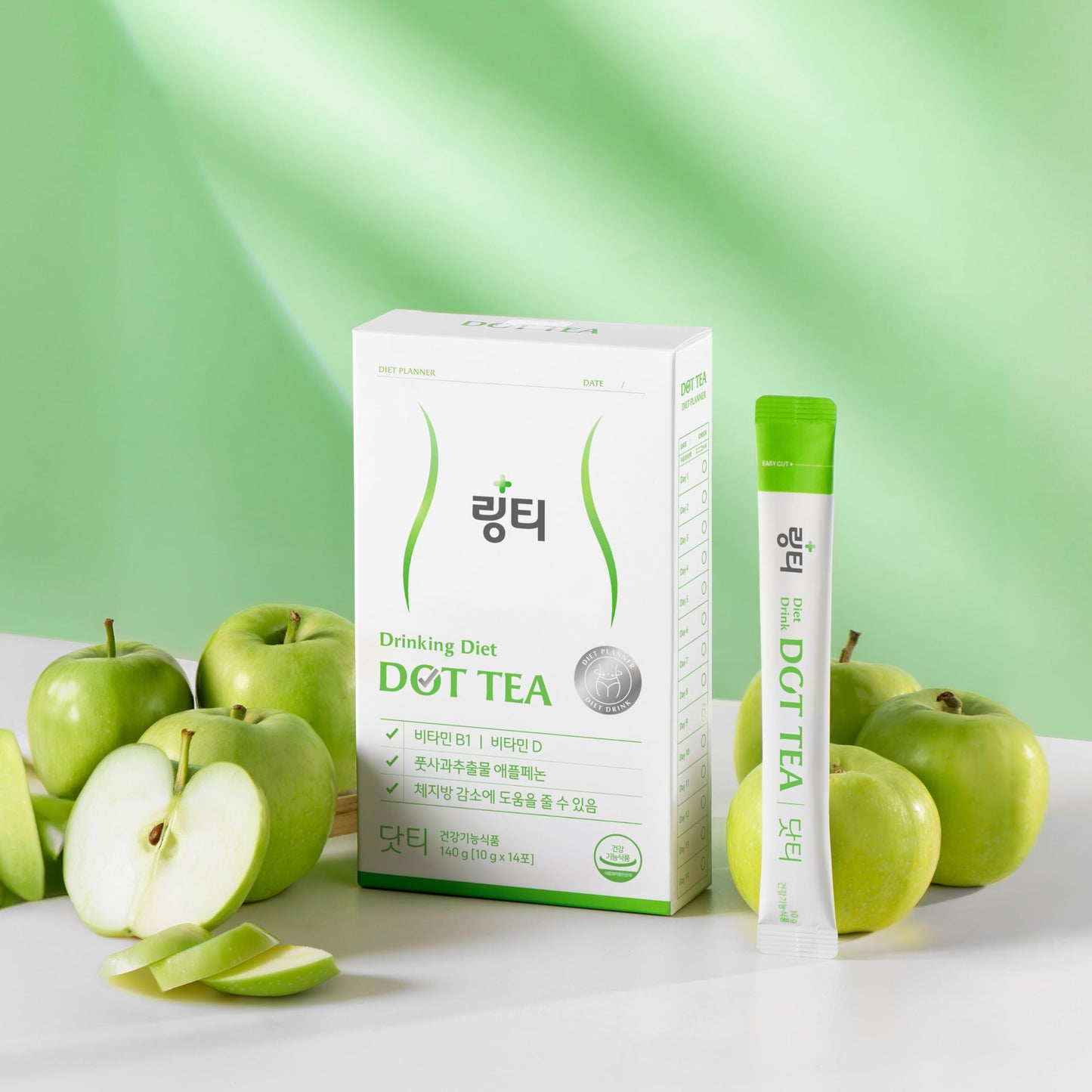 LINGTEA Dot Tea Green Apple Powder, 14 Packets