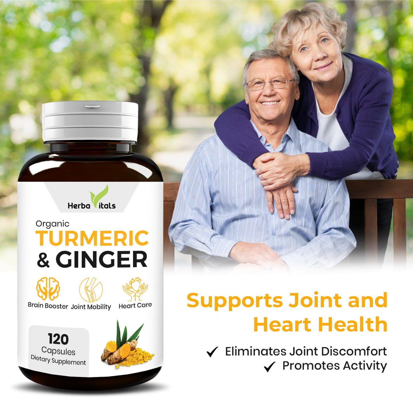 HerbaVitals Turmeric and Ginger Capsules 120 Count