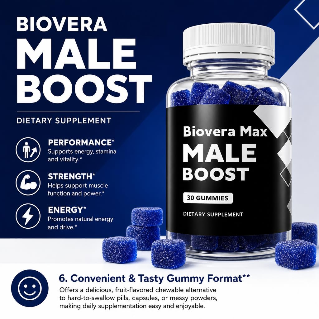 Biovera Max BioVera Male Boost Gummies for Men's Vitality, Stamina & Energy Gummy, 4.23