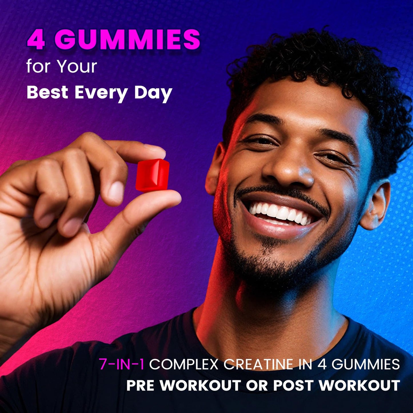 Bageto Creatine Gummies Complex + L-Carnitine + Taurine + Electrolytes, 120 Count