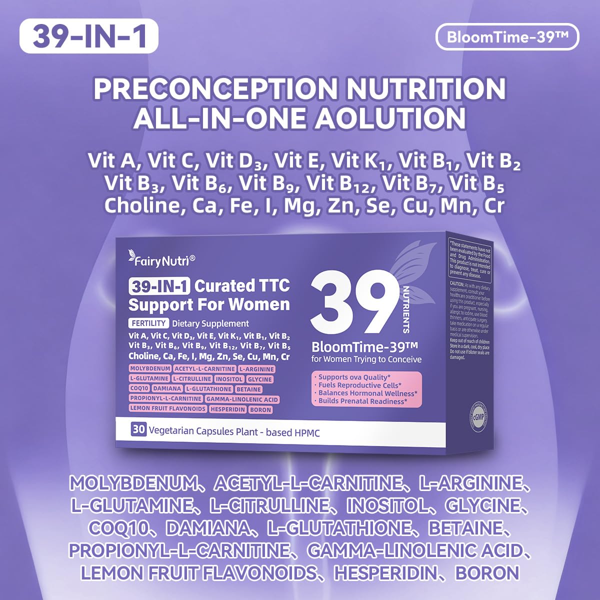 fairynutri BloomTime-39 for Women Trying to Conceive 30 Capsules