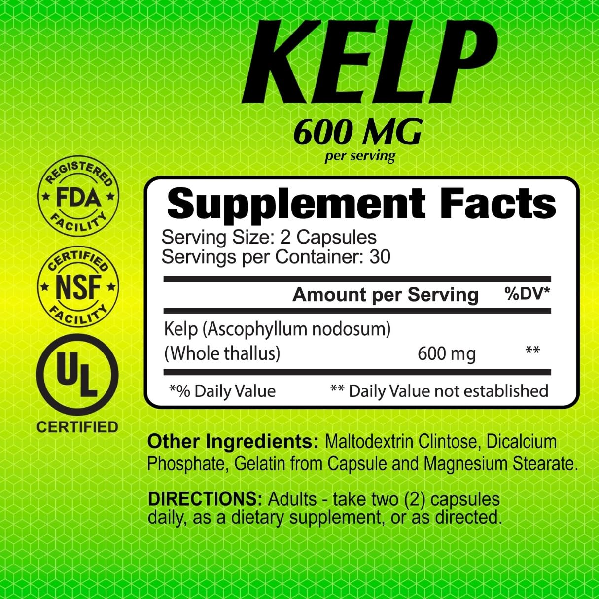 ALFA VITAMINS Kelp Supplement Capsule, 60 Capsules