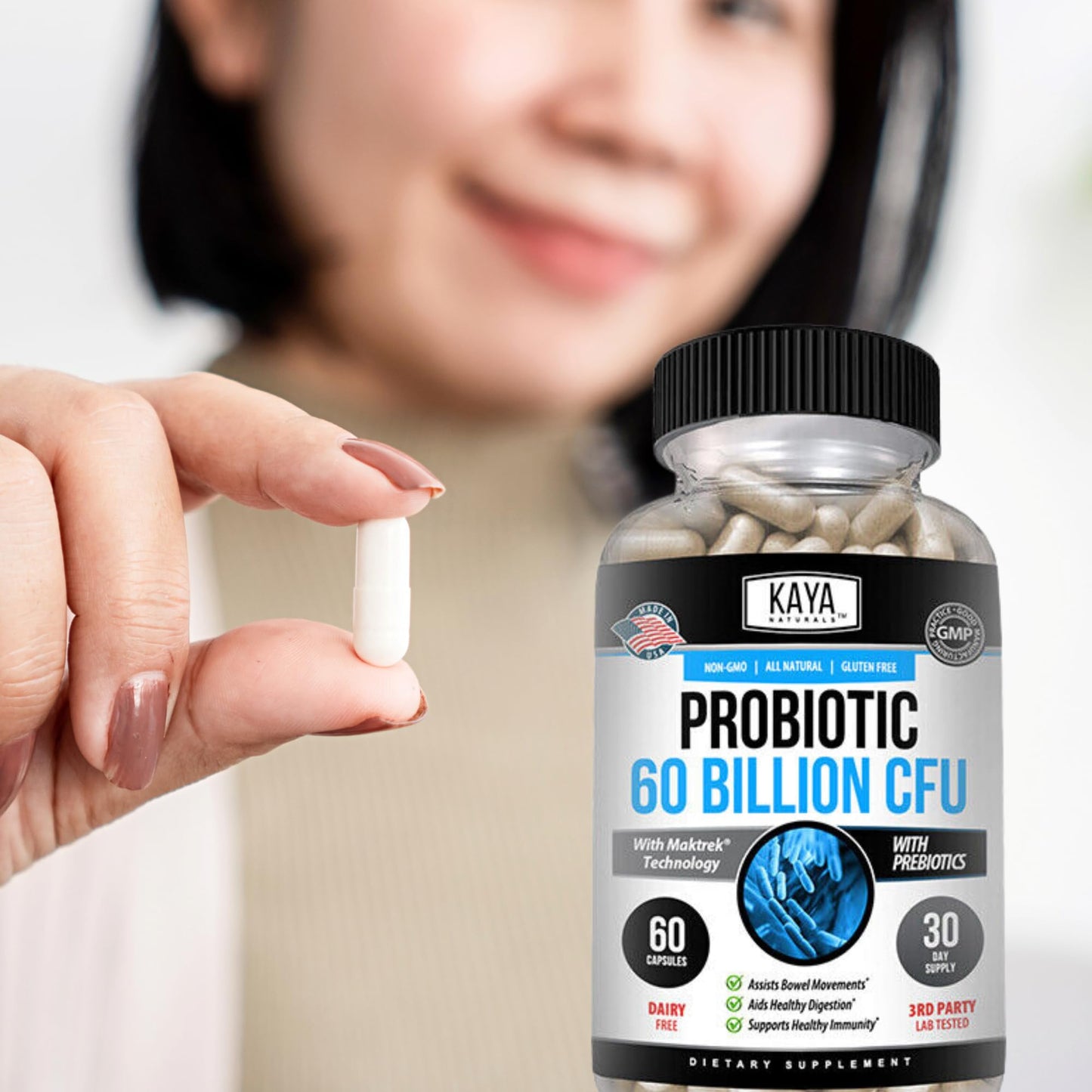 Kaya Naturals Probiotic 60 Billion CFU Capsules 60 Count