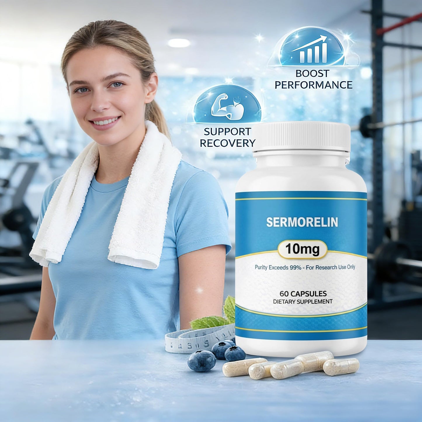 Caeltae Sermorelin Research Peptide 10MG Capsule, 60 Count