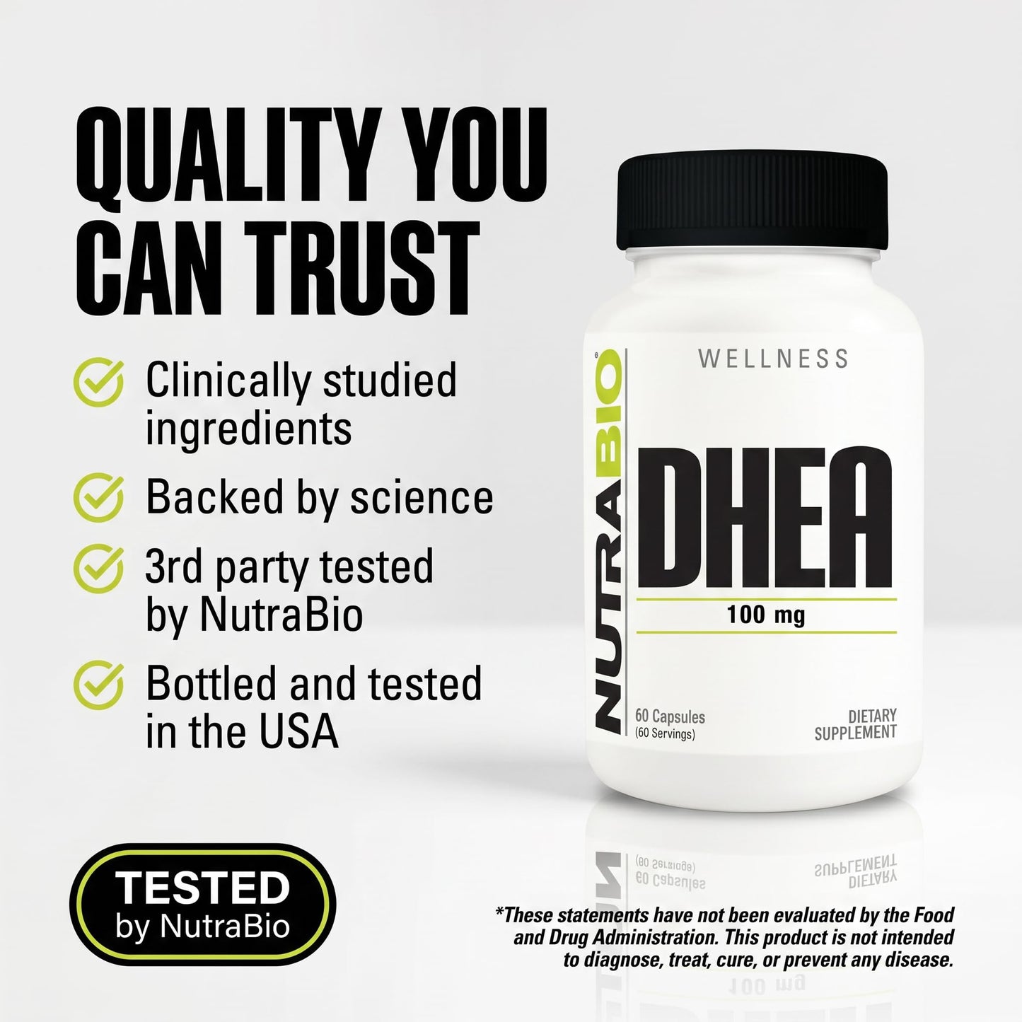 NutraBio DHEA Supplement 100 mg Capsule, 60 Capsules