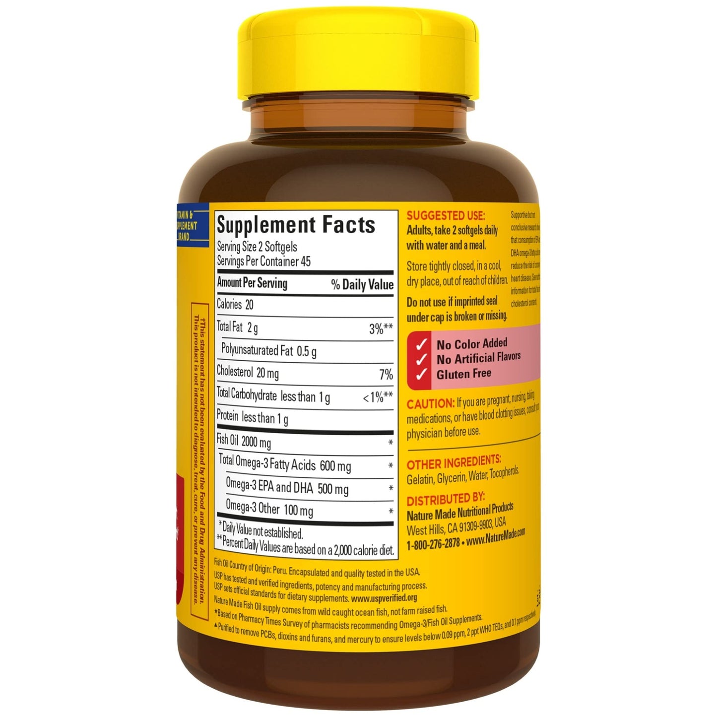 Nature Made Fish Oil Omega-3 Softgels, 180-count