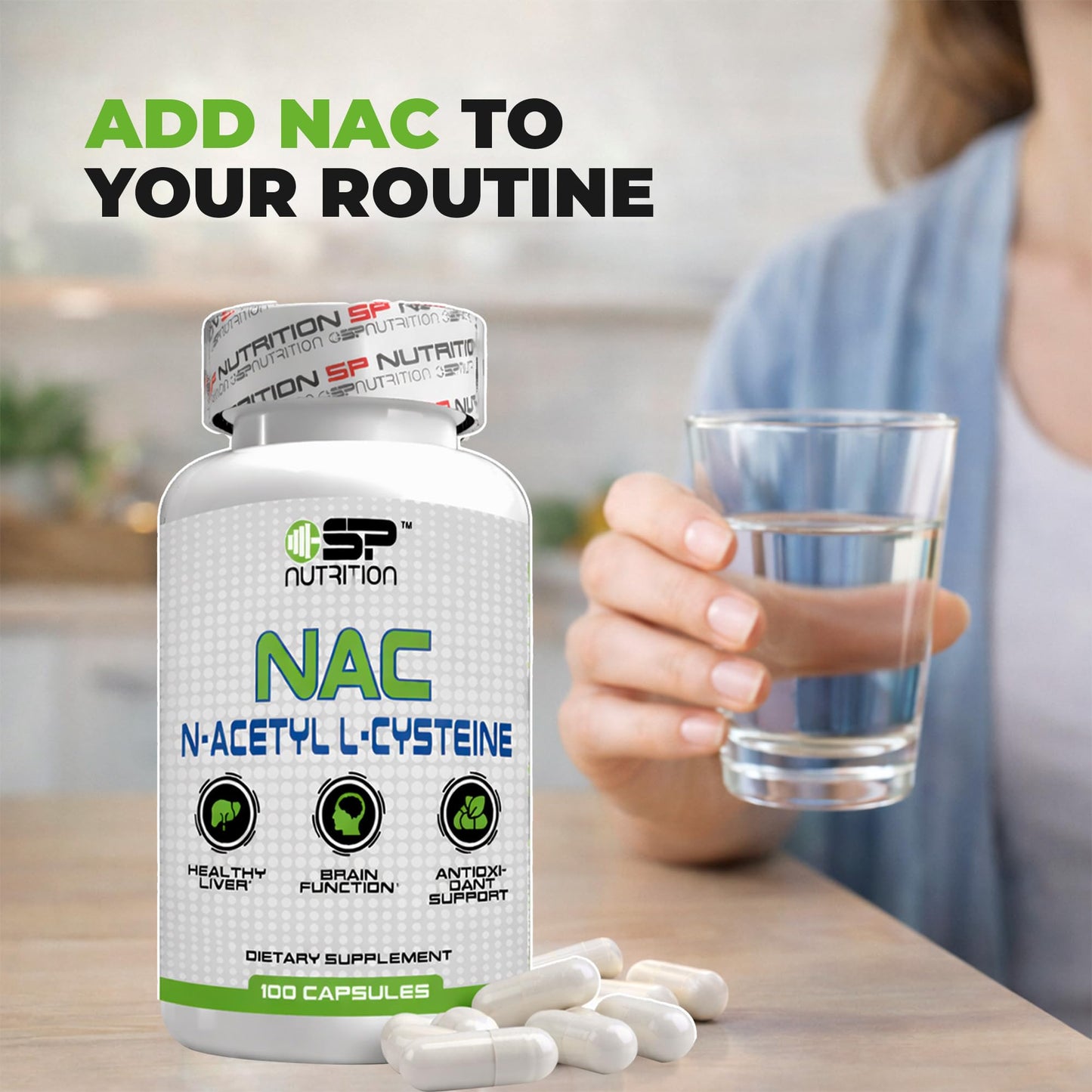 S Nutrition NAC N-Acetyl L-Cysteine Supplement, 600mg, 90 Capsules