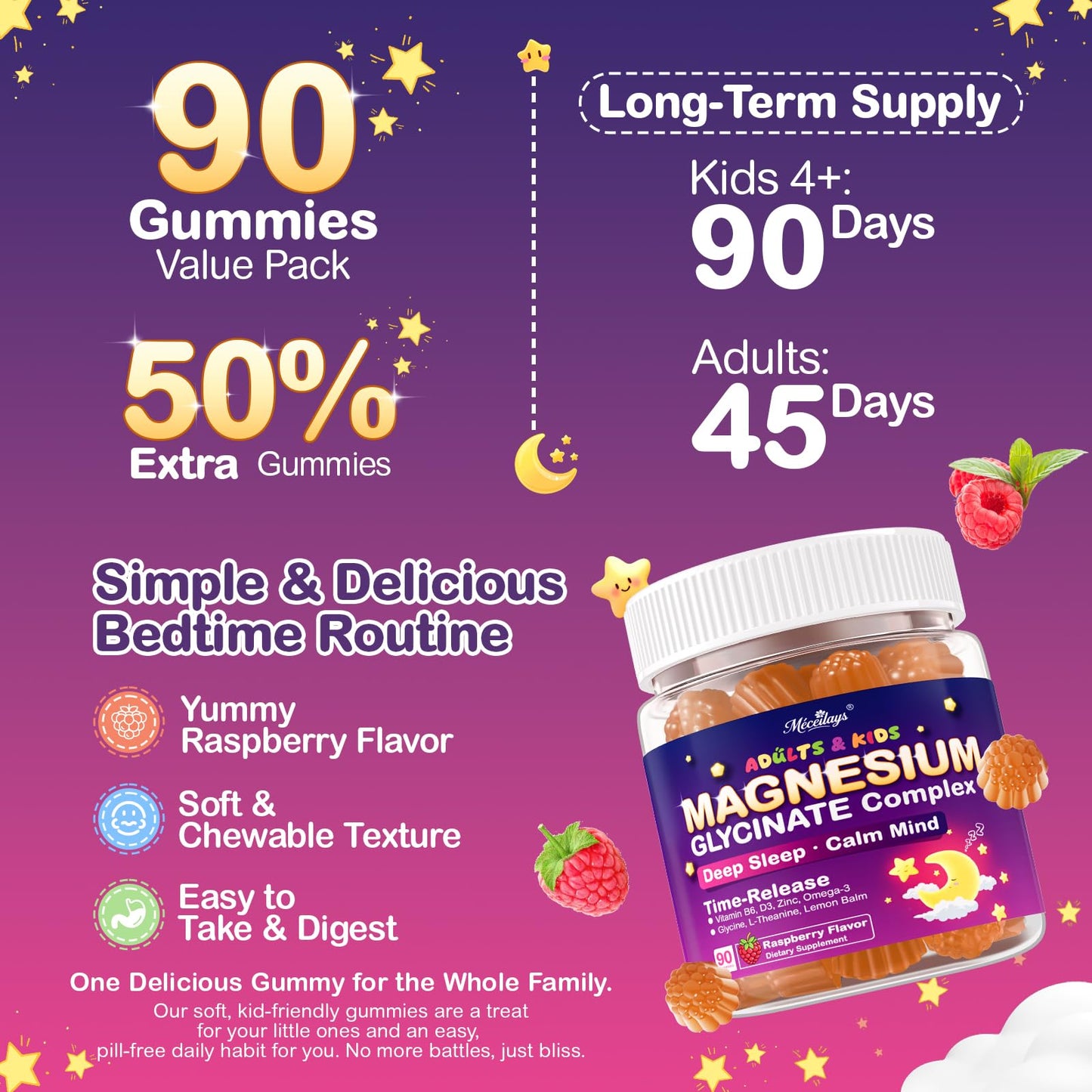 Meceilays Magnesium Glycinate Gummies 90 Count