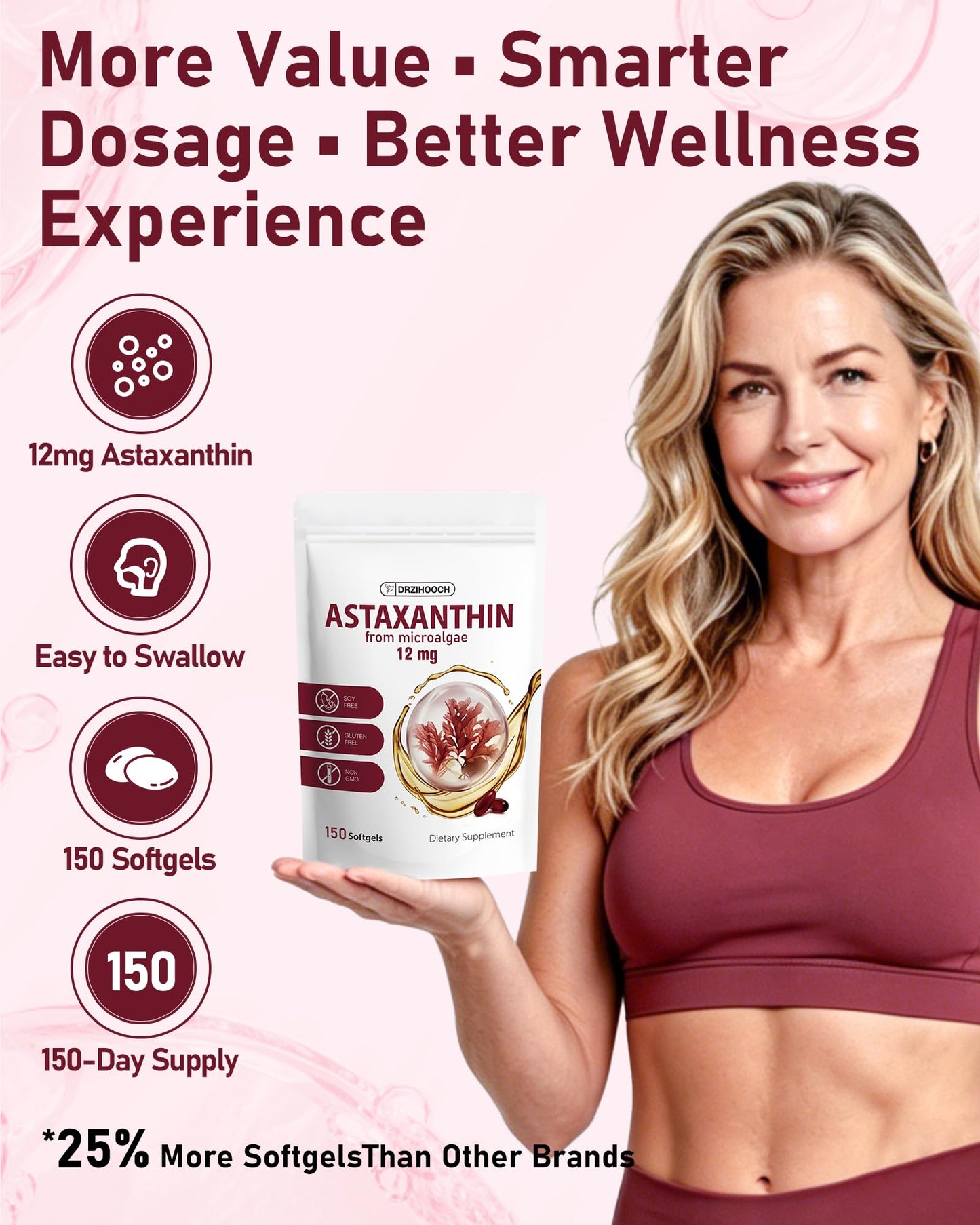 DRZIHOOCH Astaxanthin 12mg Softgel 150 Count