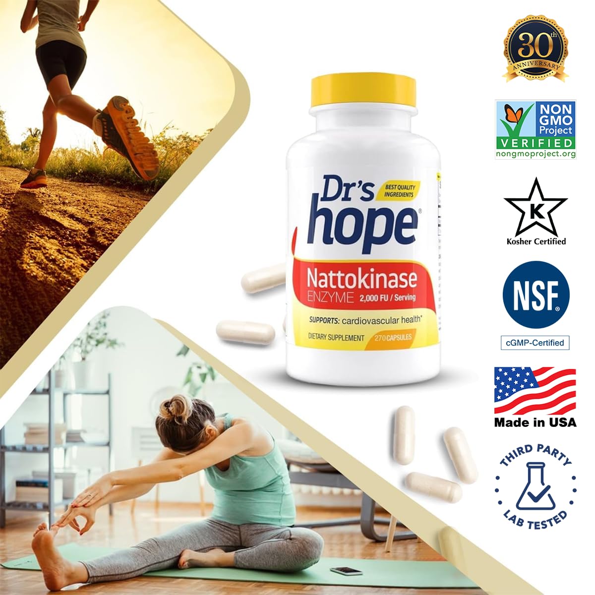 Dr’s Hope Nattokinase Supplement 2000 FU Capsule 270 Count