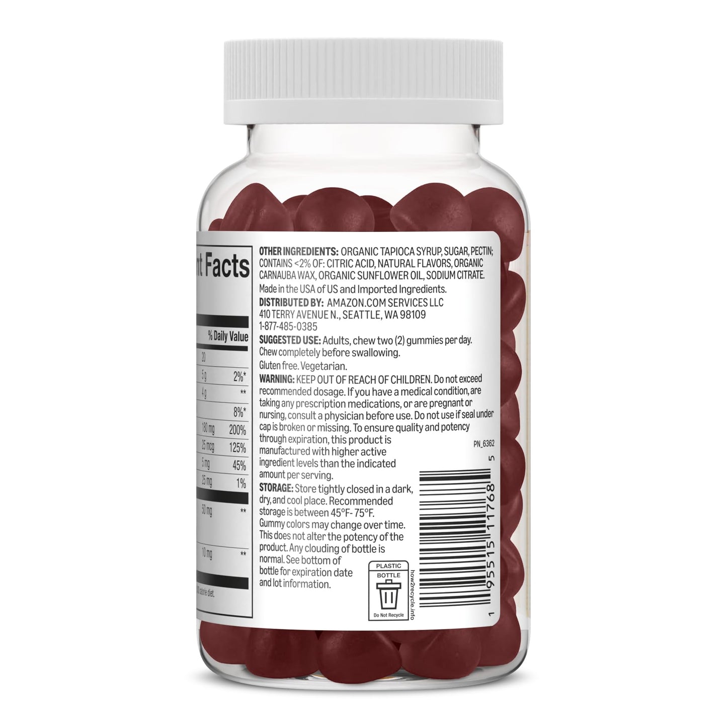 Amazon Basics Immune Plus Elderberry Gummies, 60 Count