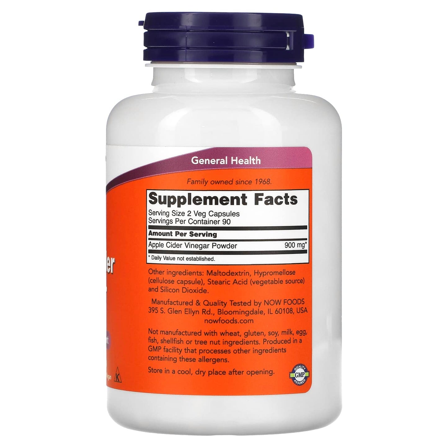 NOW Foods Apple Cider Vinegar 450 mg Capsule, 180 Count