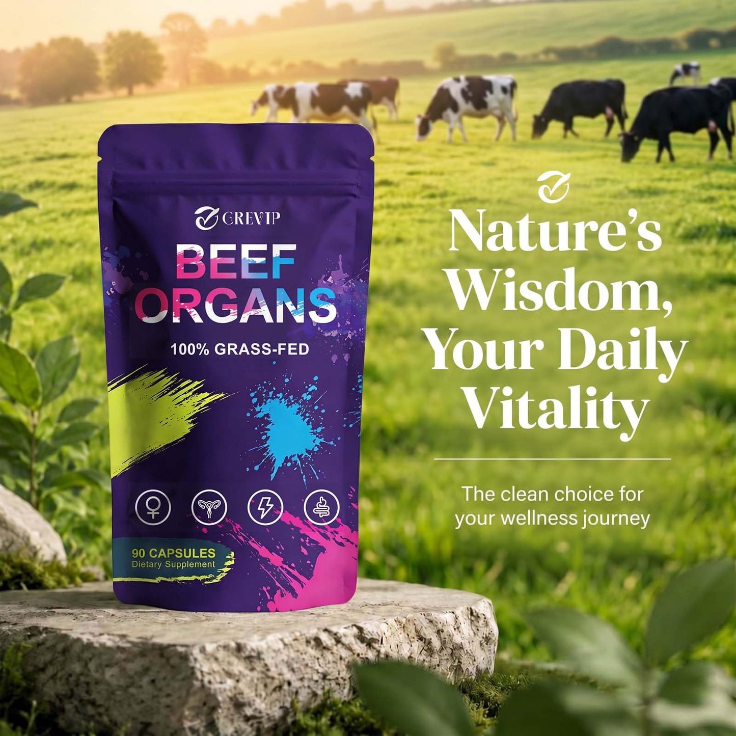 GREVIP Beef Organ Supplement for Women Capsules, 90 Count