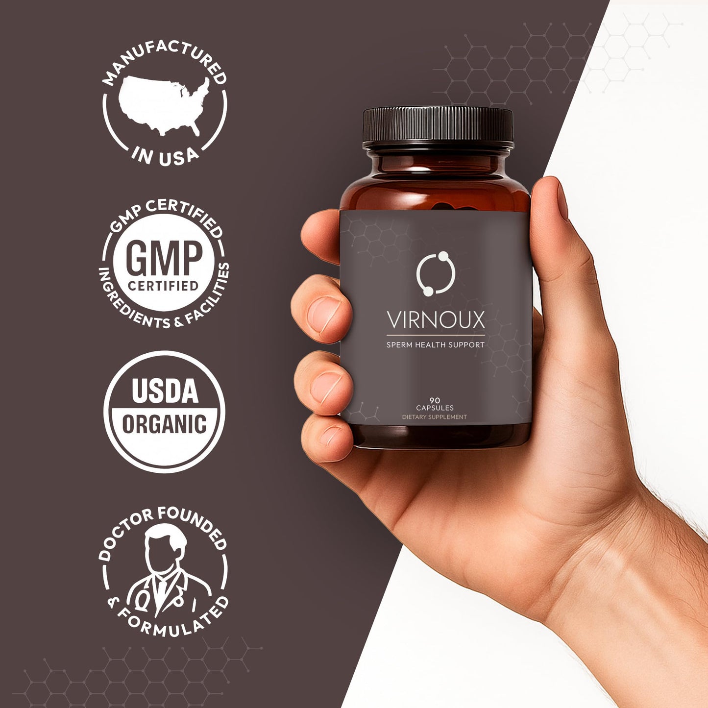 Vironux Boost Sperm Count, Motility & Volume – Male Fertility Prenatal Vitamins for Men Capsule 90 Count