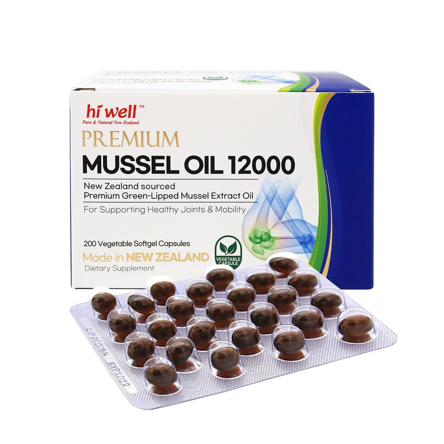 HI WELL PURE & NATURAL NEW ZEALAND Hi Well Premium New Zealand Green-Lipped Mussel Oil Softgel 200