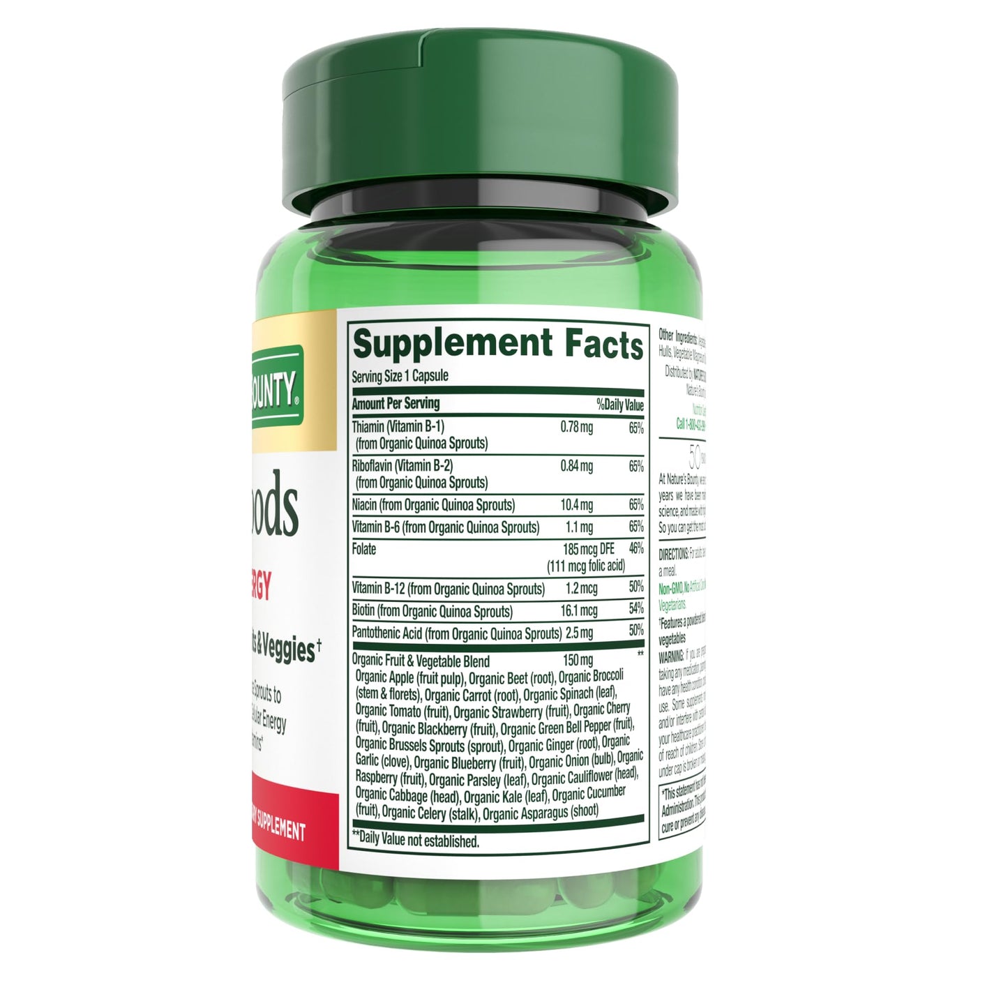 Nature's Bounty Superfoods Plus Energy to Support Cellular Energy 23 Fruits & Veggies Supplement Caplets 30 Count
