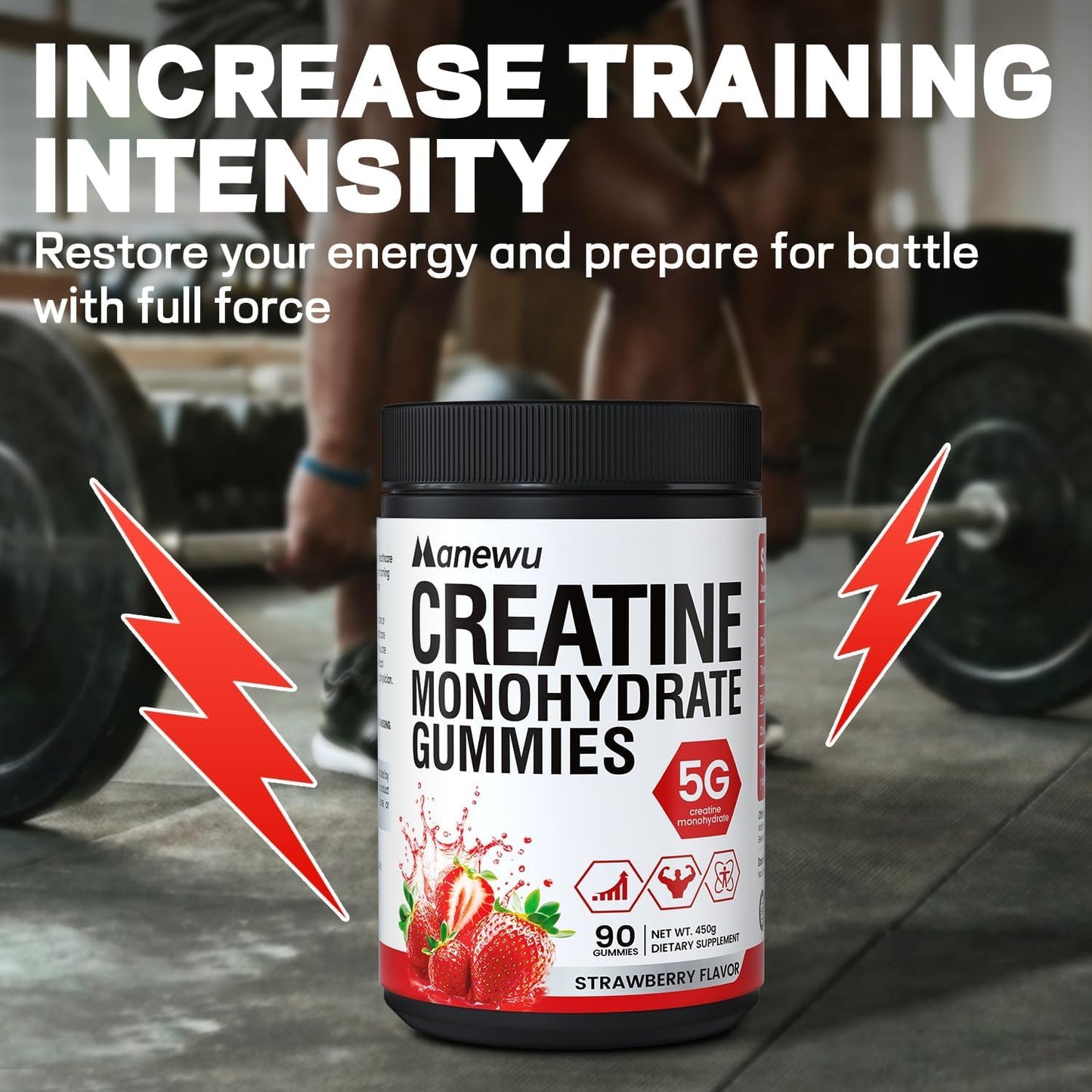 Manewu Creatine Monohydrate Gummies 90 Count