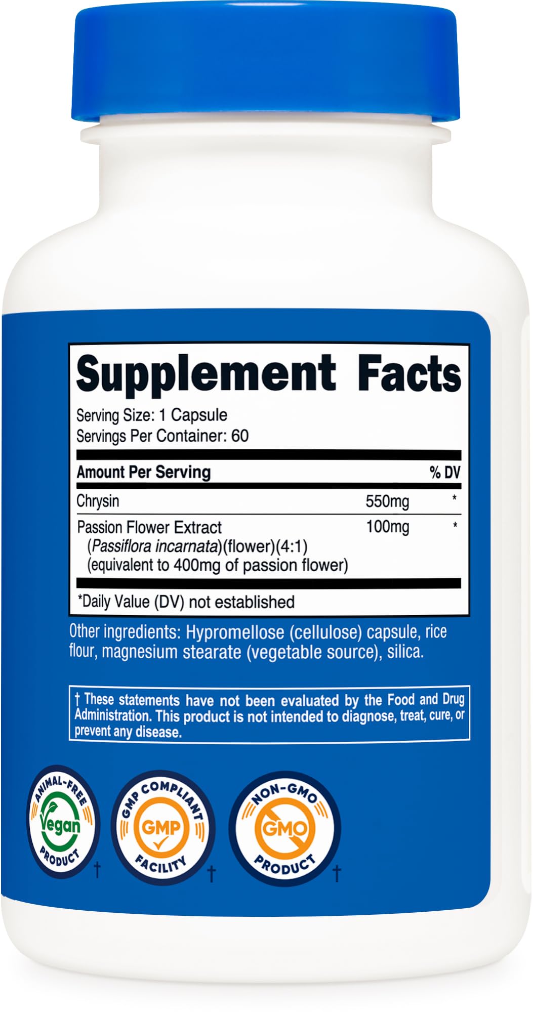 Nutricost Chrysin Supplement 550mg Capsule 60 Count