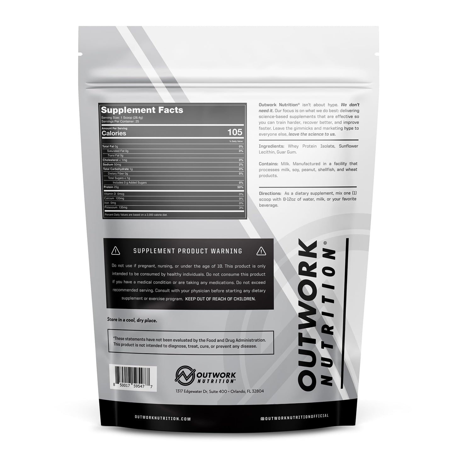 Outwork Nutrition Whey Isolate Protein Powder 1.56 lb