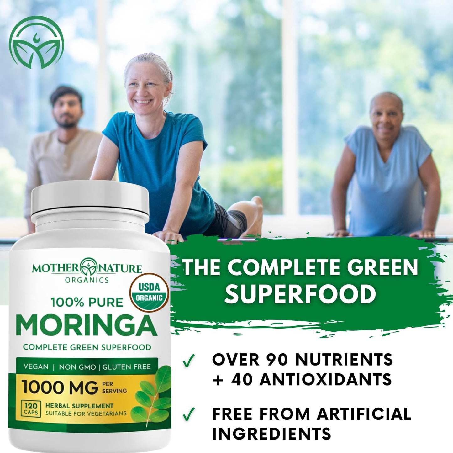 Mother Nature Organics Superfoods for Organic Living Moringa Leaf Capsules 120