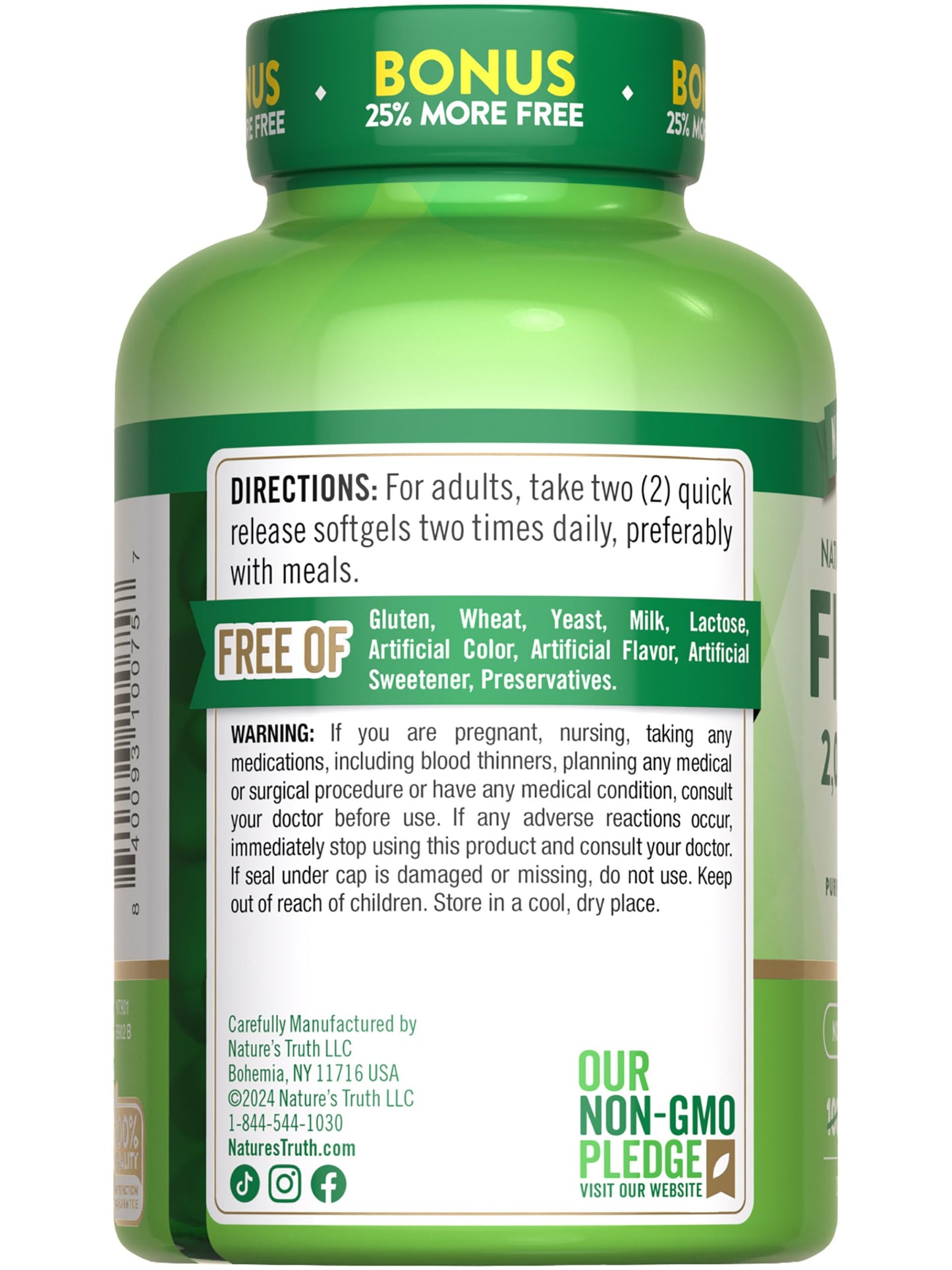 Nature's Truth Omega 3 Fish Oil 2000 mg Softgel, 125 Softgels